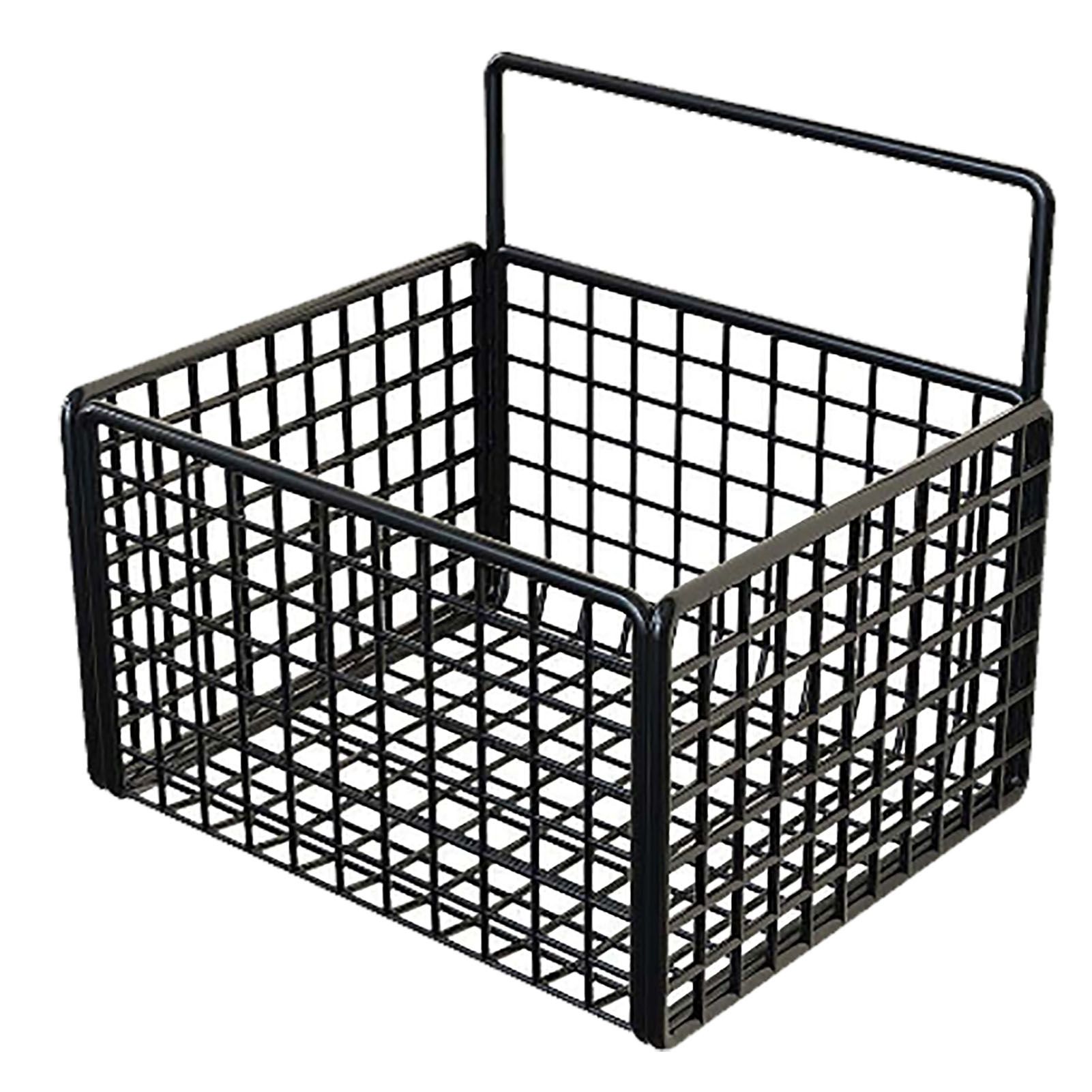 Wall Mounted Storage Basket No Drilling Adhesive Metal Wire Hanging Basket for view 4