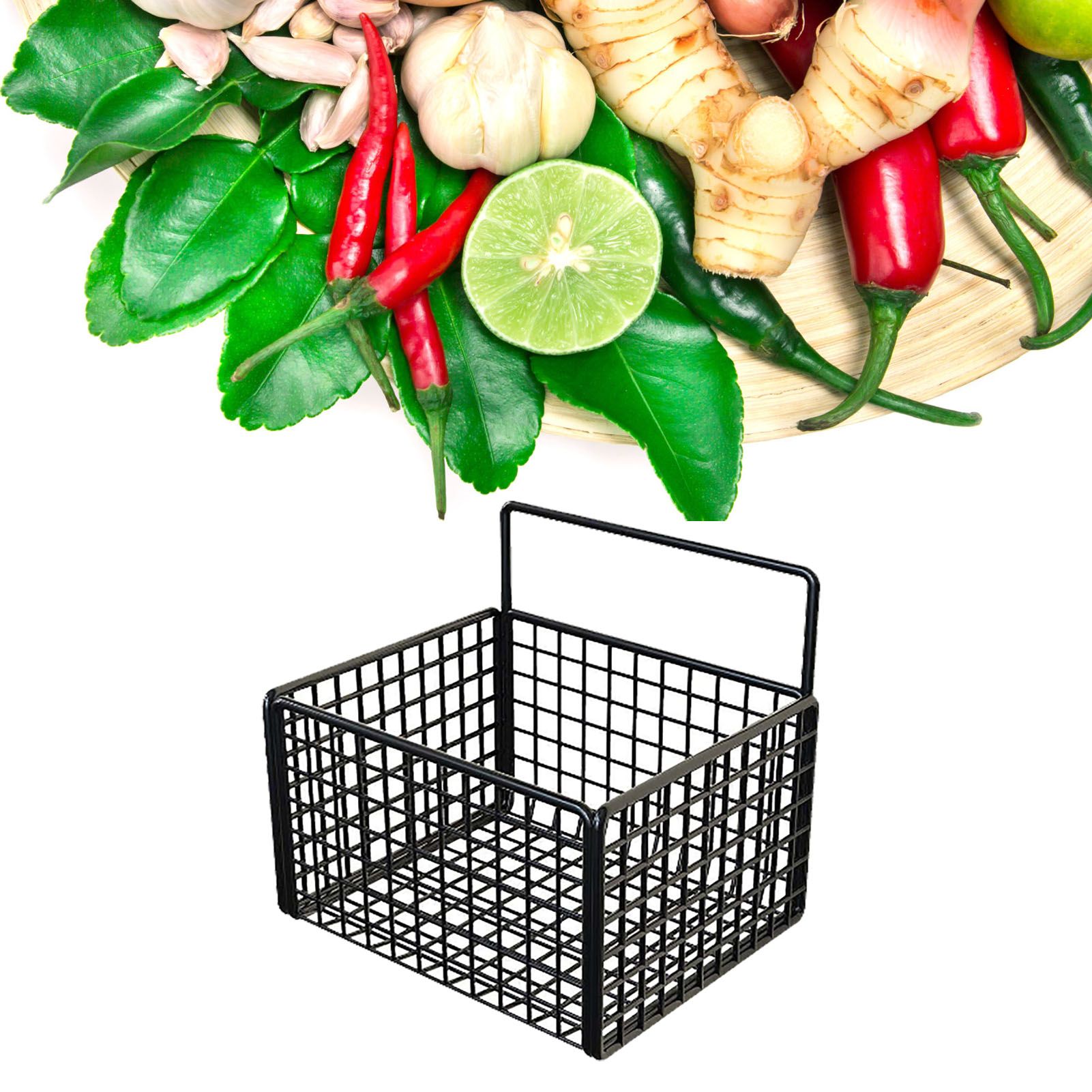 Wall Mounted Storage Basket No Drilling Adhesive Metal Wire Hanging Basket for view 6