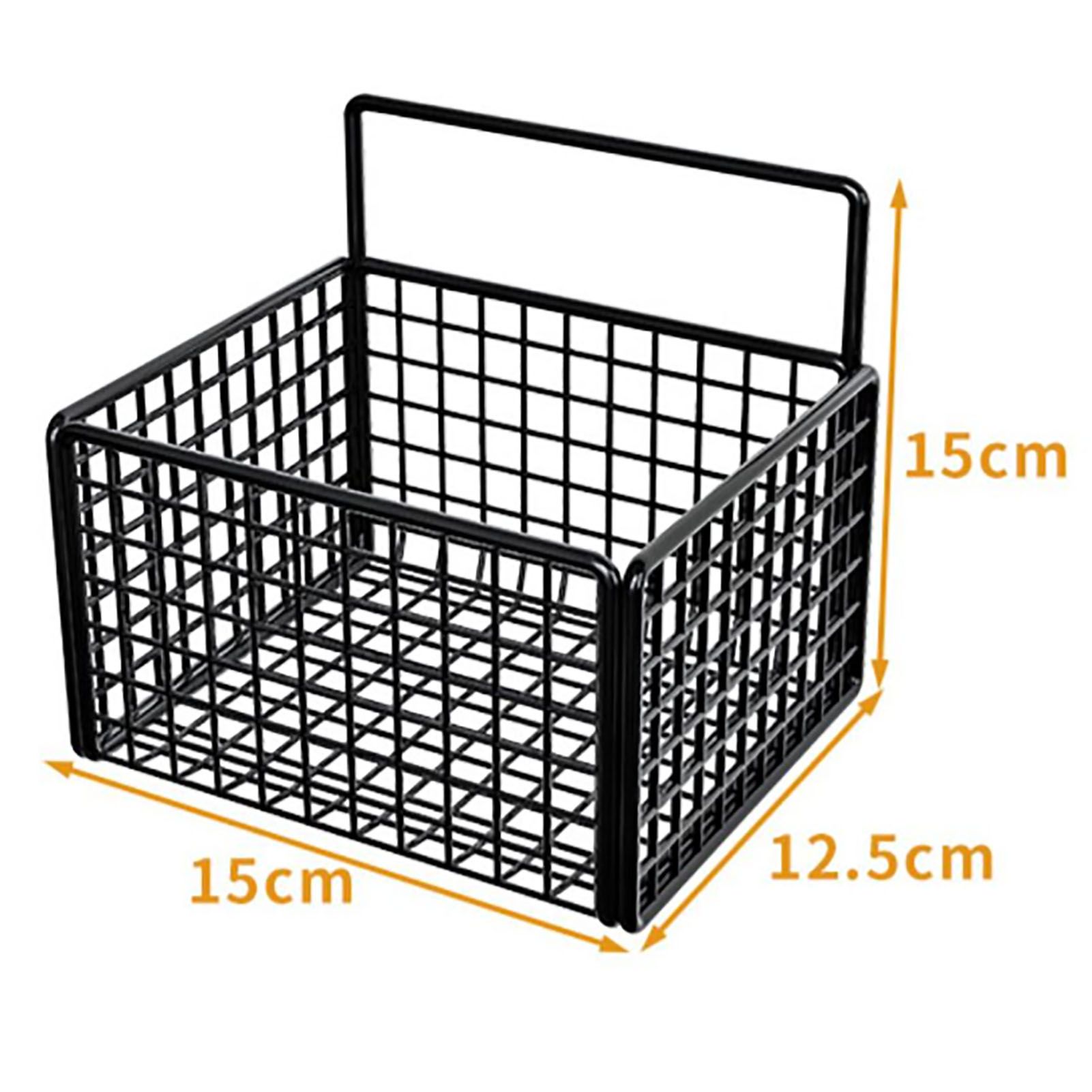 Wall Mounted Storage Basket No Drilling Adhesive Metal Wire Hanging Basket for view 10