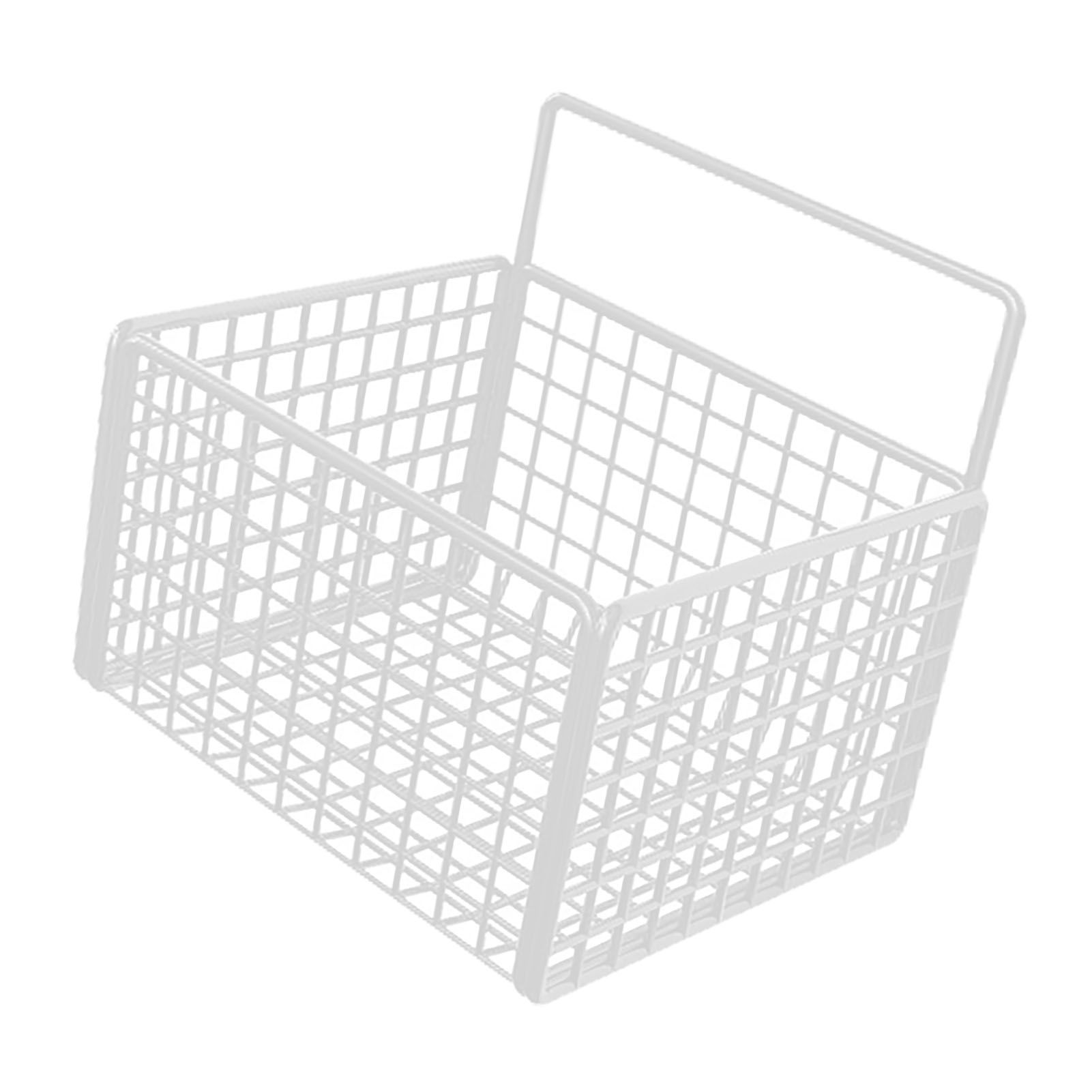 Wall Mounted Storage Basket No Drilling Adhesive Metal Wire Hanging Basket for view 3