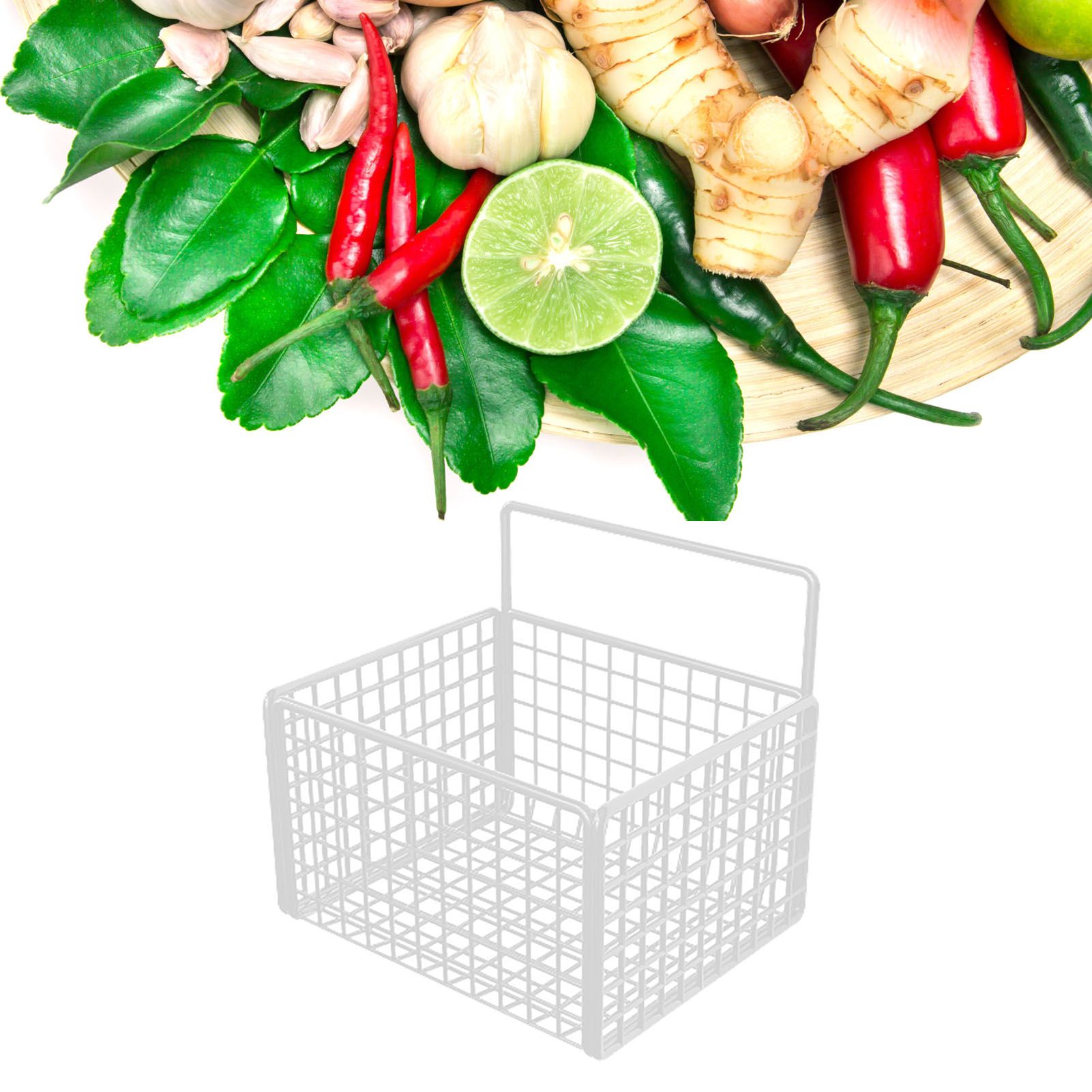 Wall Mounted Storage Basket No Drilling Adhesive Metal Wire Hanging Basket for view 6