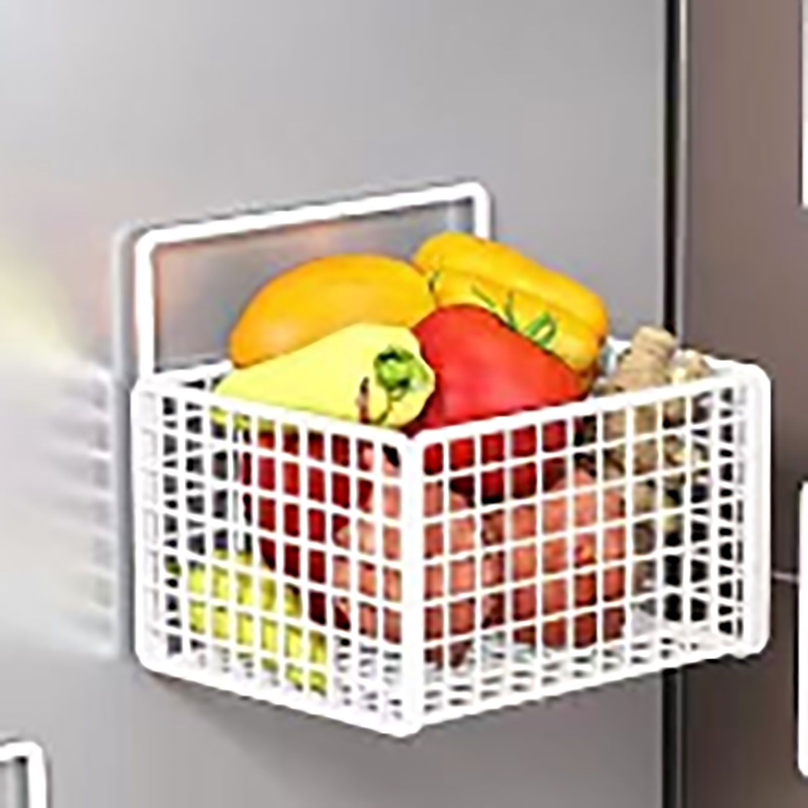 Wall Mounted Storage Basket No Drilling Adhesive Metal Wire Hanging Basket for view 12