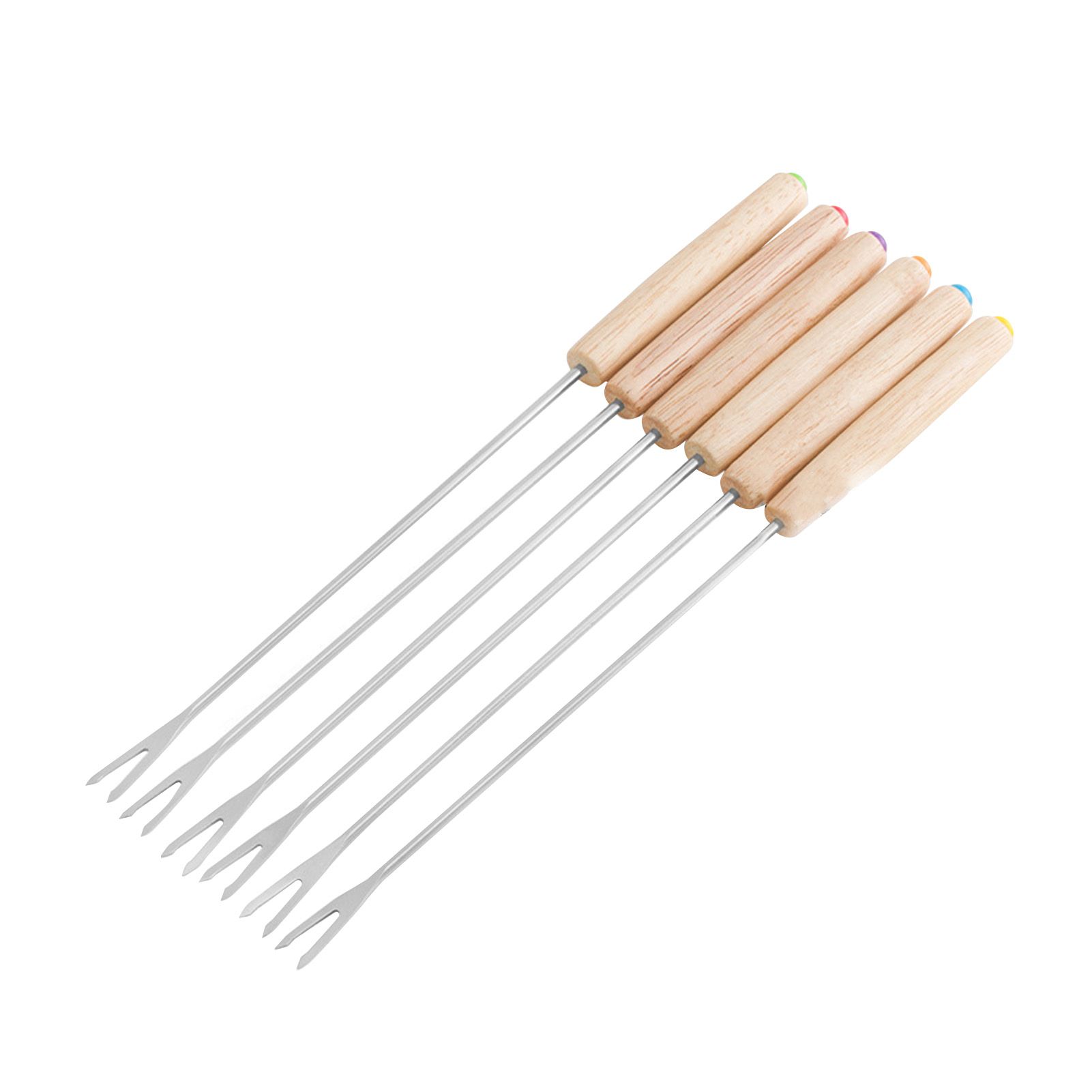 6pcs Stainless Steel Fondue Forks Cheese Fondue Sticks Smore Sticks with