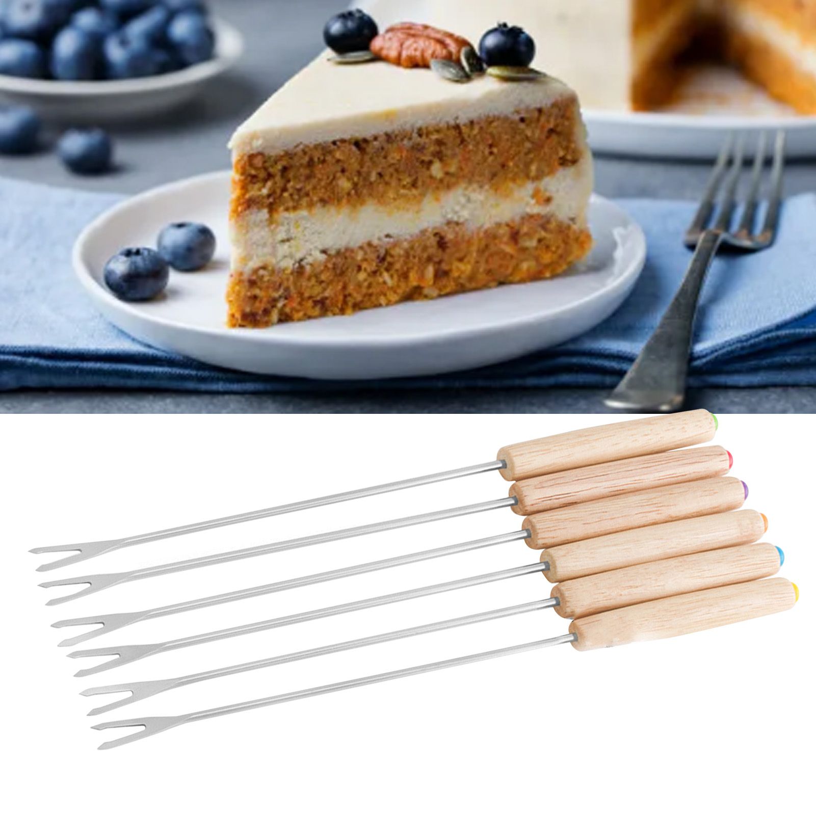 6pcs Stainless Steel Fondue Forks Cheese Fondue Sticks Smore Sticks with view 6