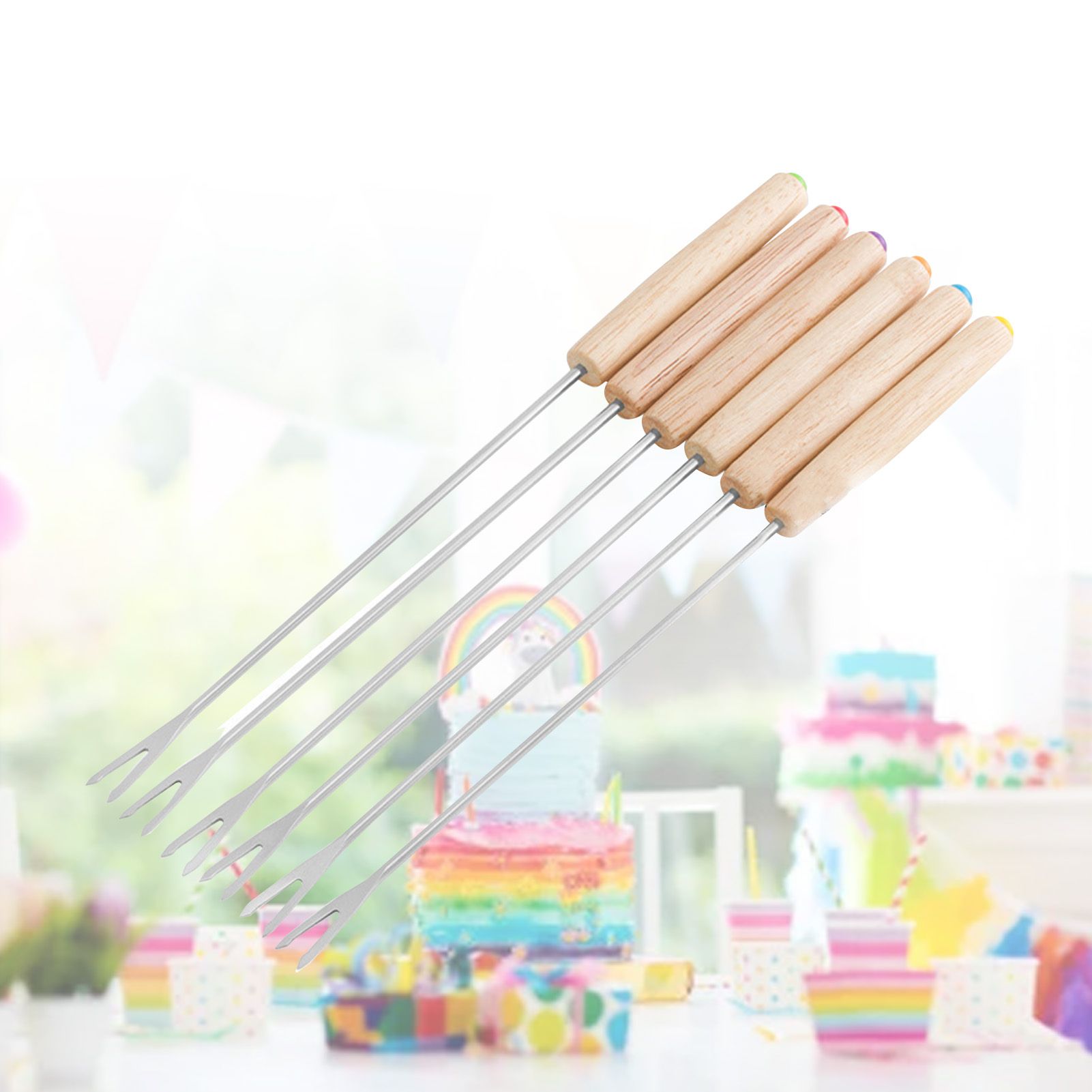 6pcs Stainless Steel Fondue Forks Cheese Fondue Sticks Smore Sticks with view 10