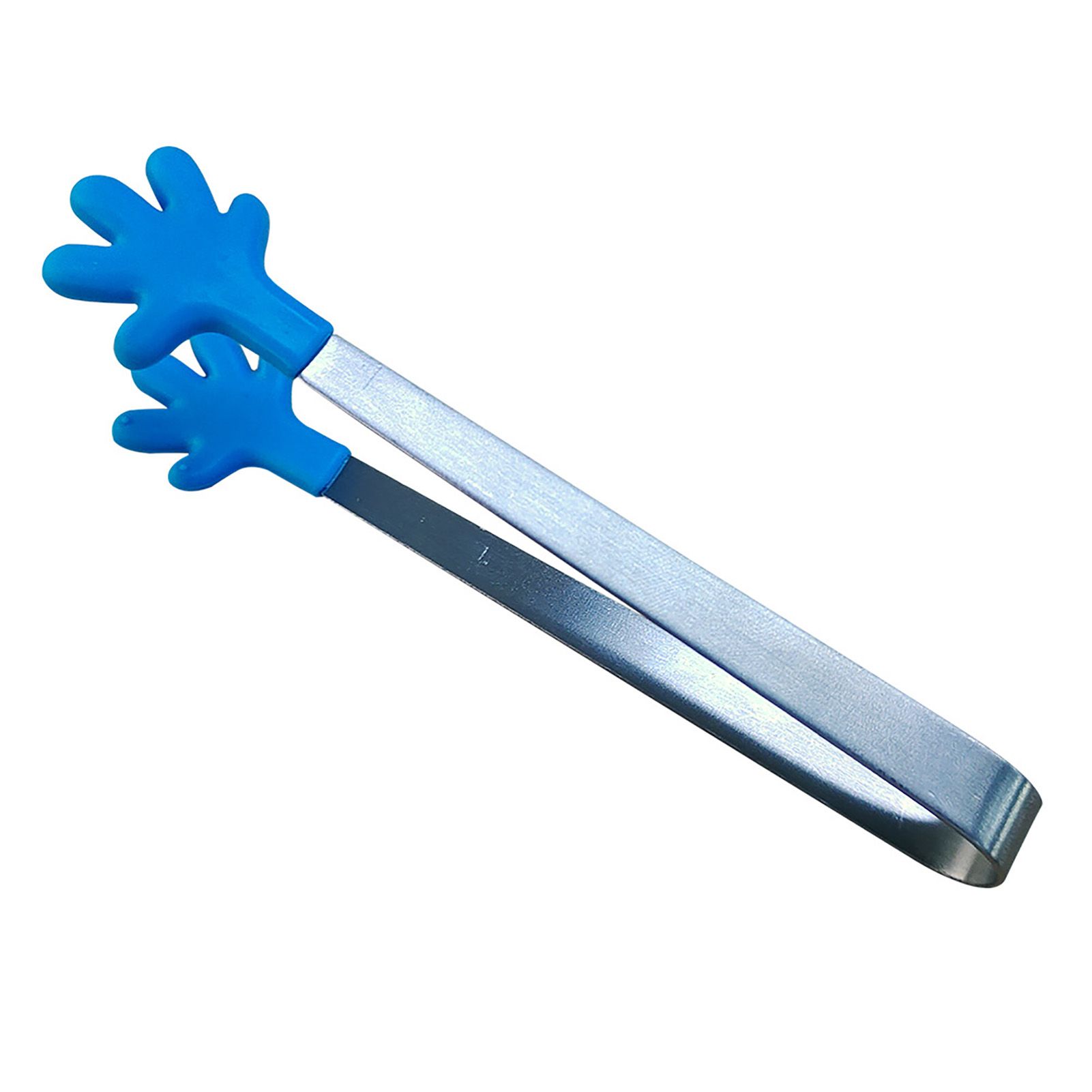 Hand Shape Small Tongs Silicone Tips Blue Stainless Steel Funny Heat Resistant