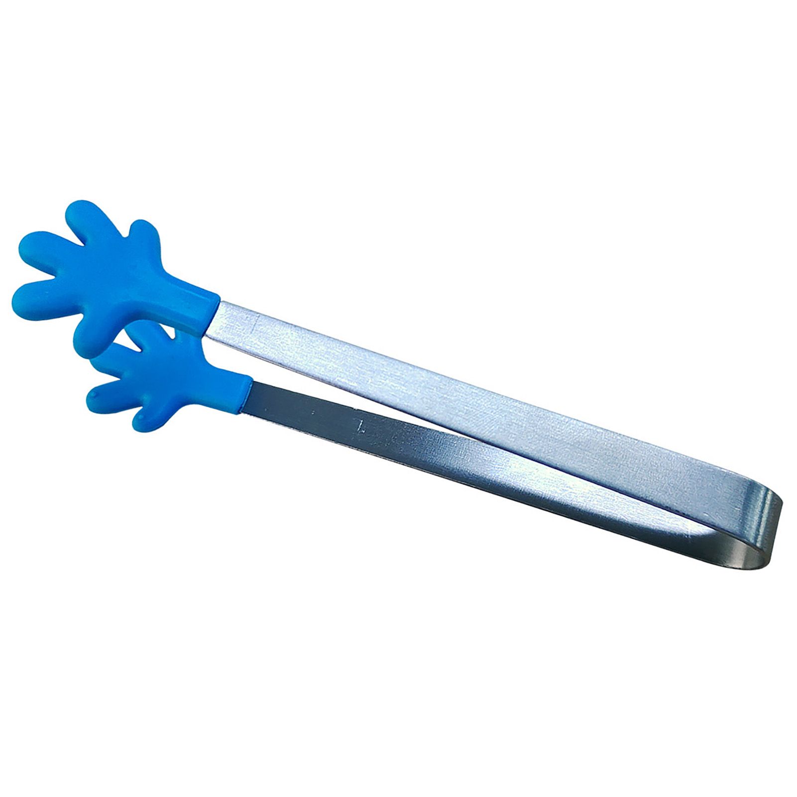Hand Shape Small Tongs Silicone Tips Blue Stainless Steel Funny Heat Resistant view 2