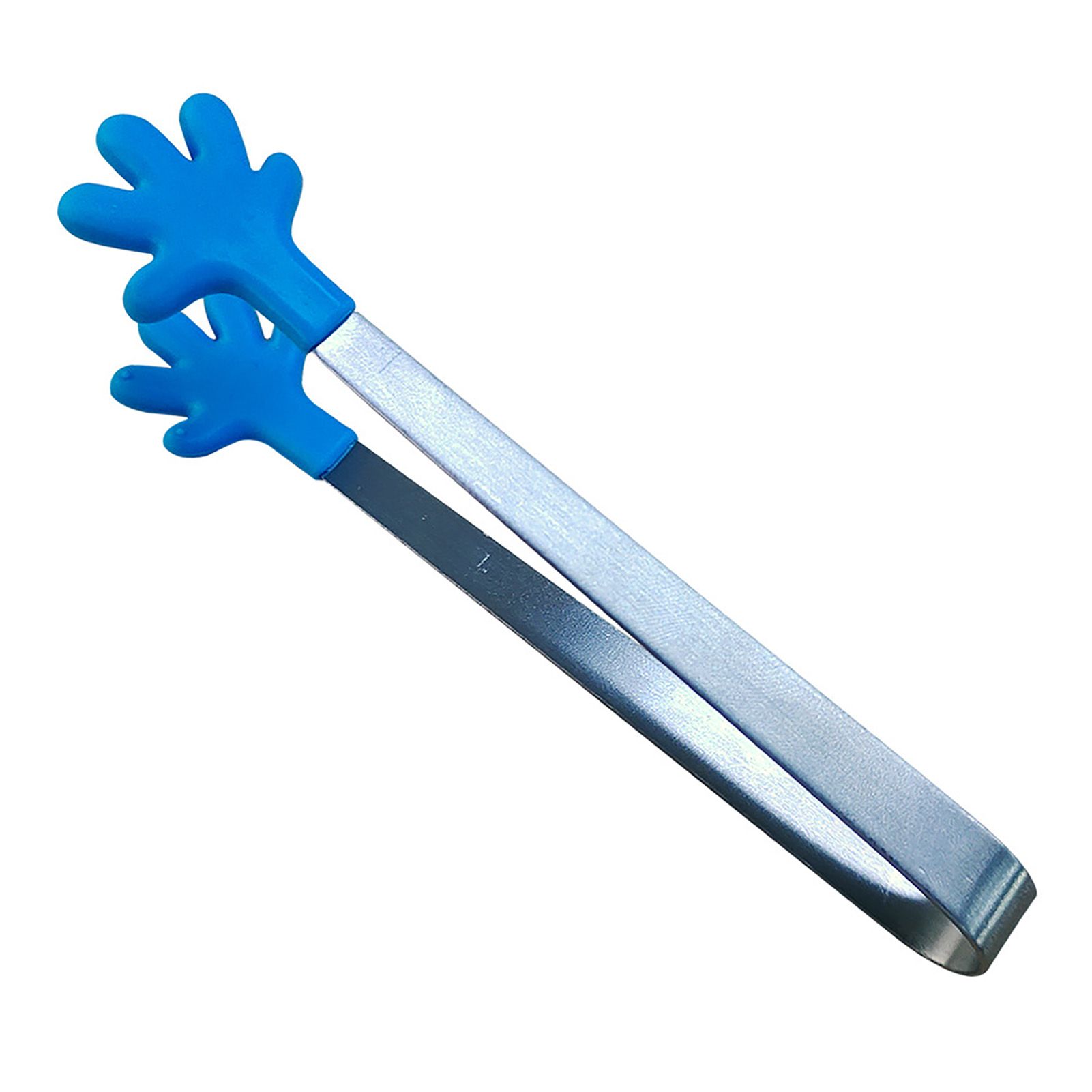 Hand Shape Small Tongs Silicone Tips Blue Stainless Steel Funny Heat Resistant view 4