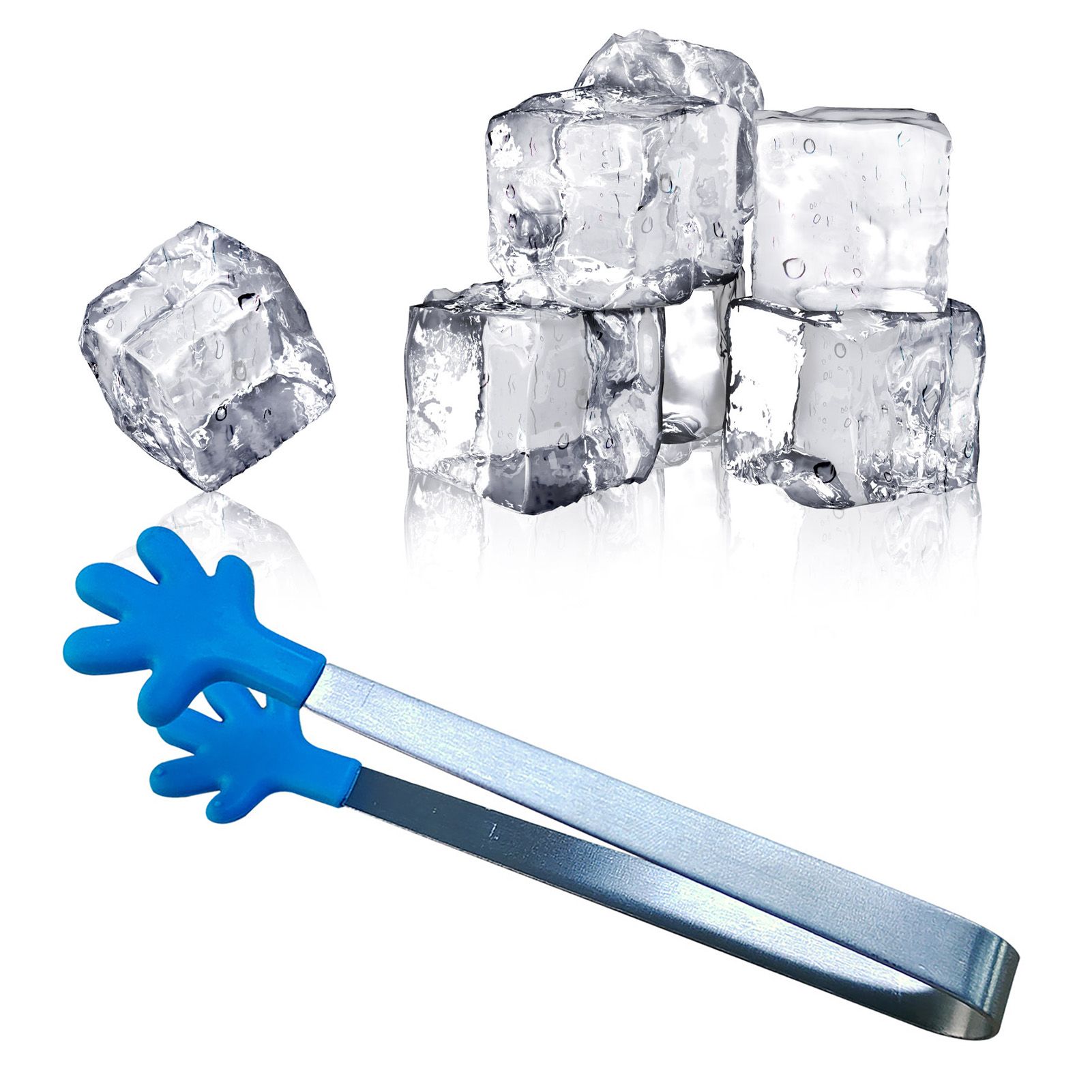 Hand Shape Small Tongs Silicone Tips Blue Stainless Steel Funny Heat Resistant view 6