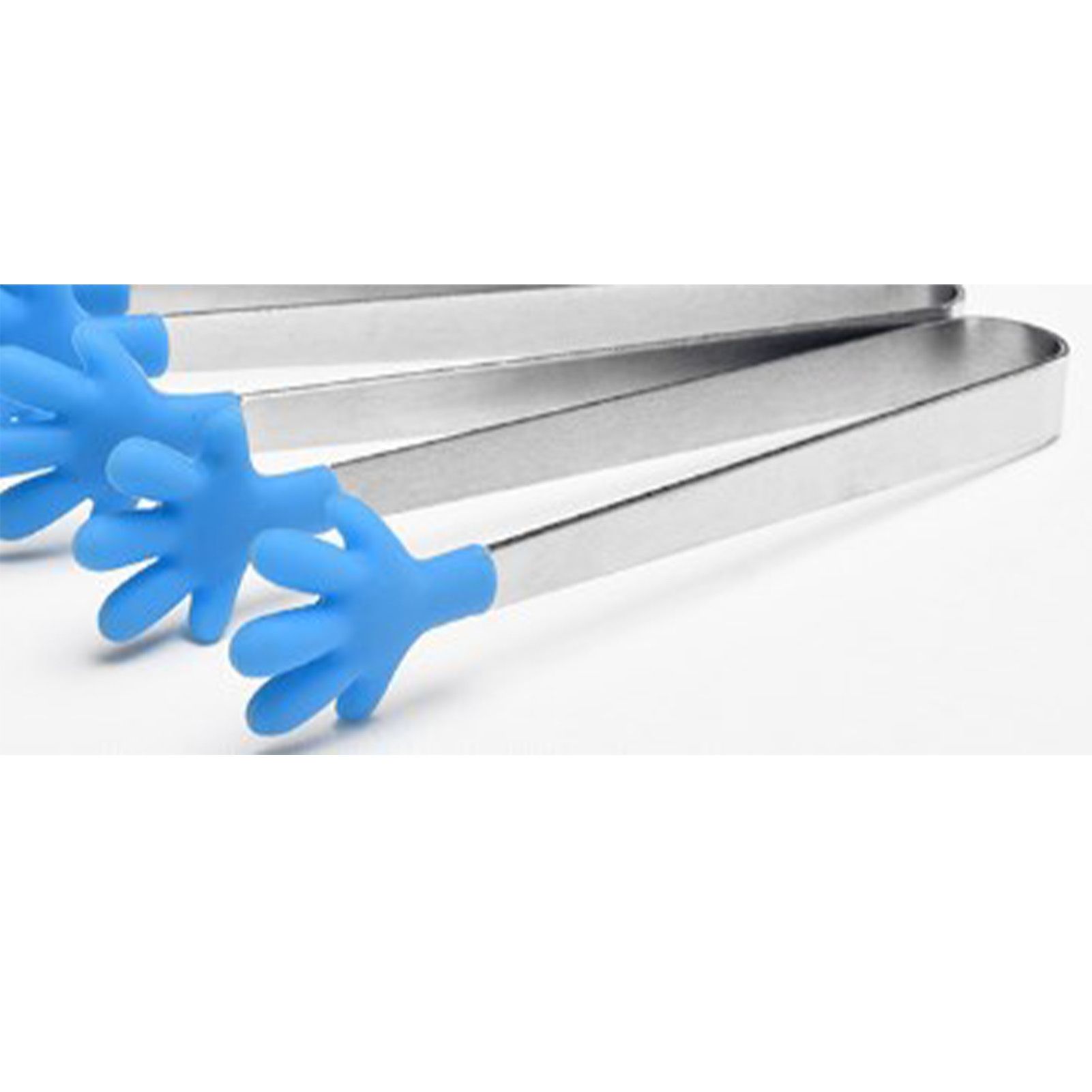 Hand Shape Small Tongs Silicone Tips Blue Stainless Steel Funny Heat Resistant view 7