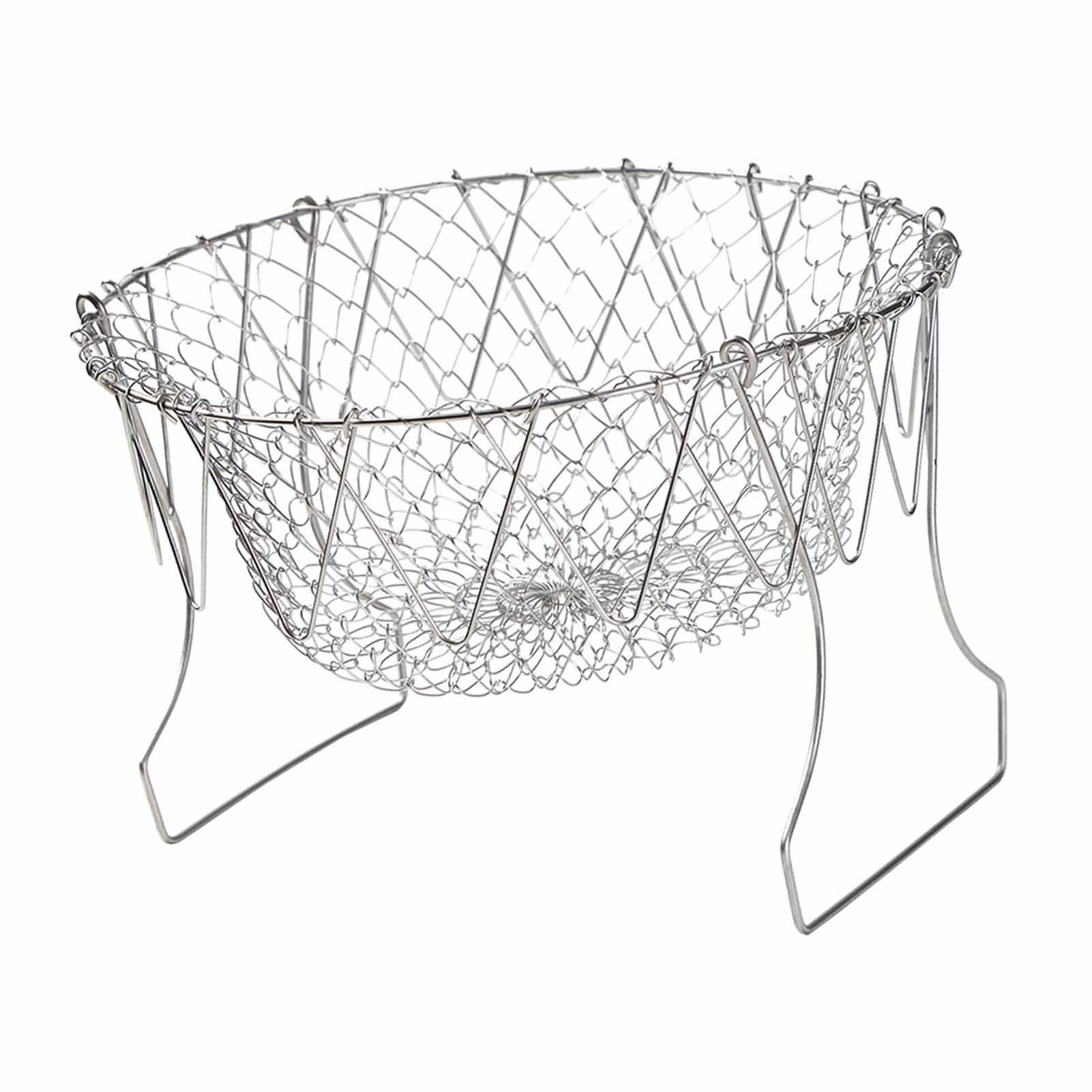 Stainless Steel Frying Basket Foldable Moderate Mesh Density Versatile Cooking view 2