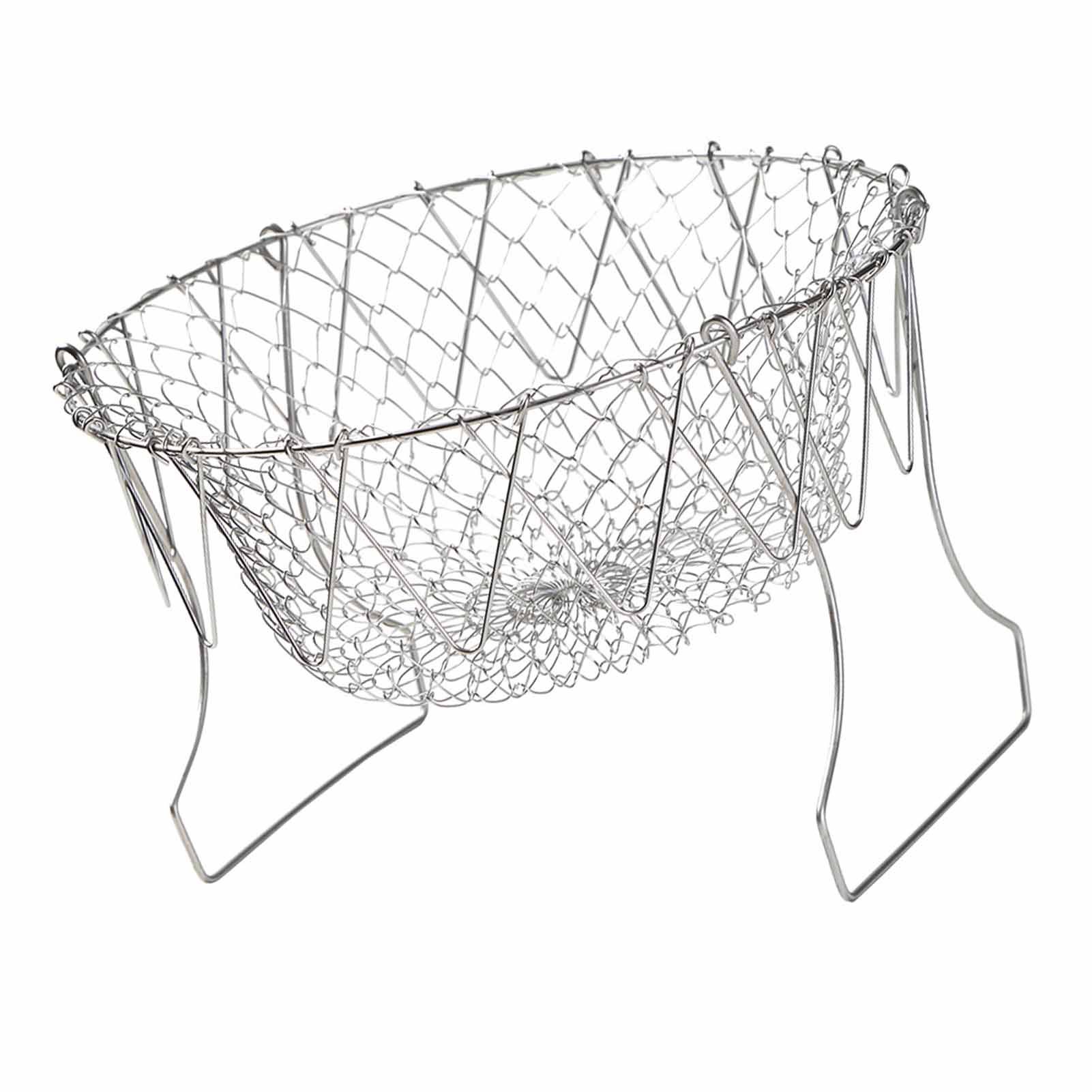 Stainless Steel Frying Basket Foldable Moderate Mesh Density Versatile Cooking view 3