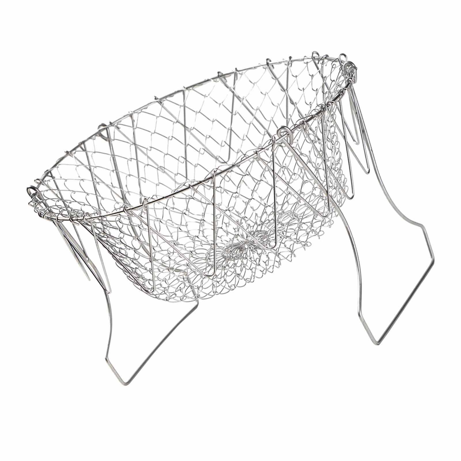 Stainless Steel Frying Basket Foldable Moderate Mesh Density Versatile Cooking view 4