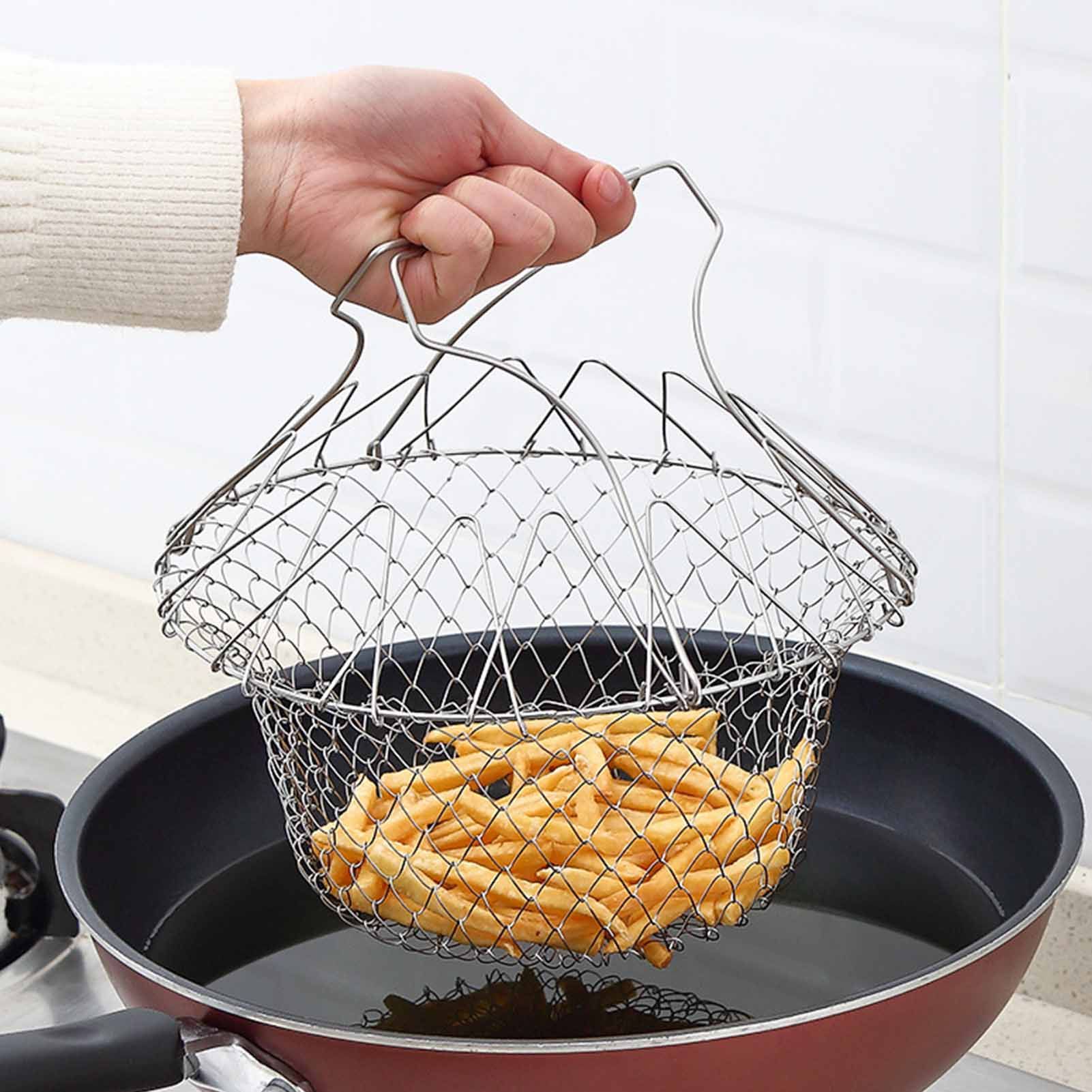 Stainless Steel Frying Basket Foldable Moderate Mesh Density Versatile Cooking view 13