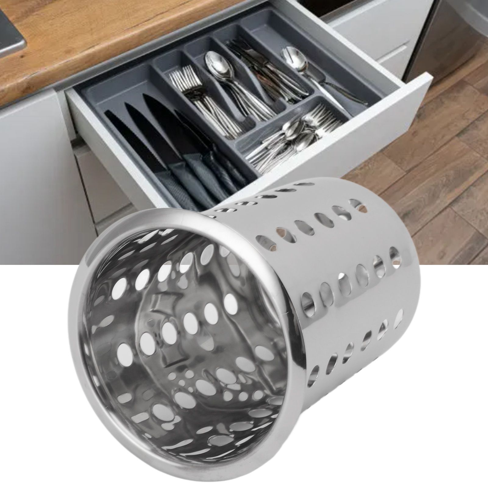 Kitchen Utensil Holder Multipurpose Large Capacity Mess Proof 304 Stainless view 12