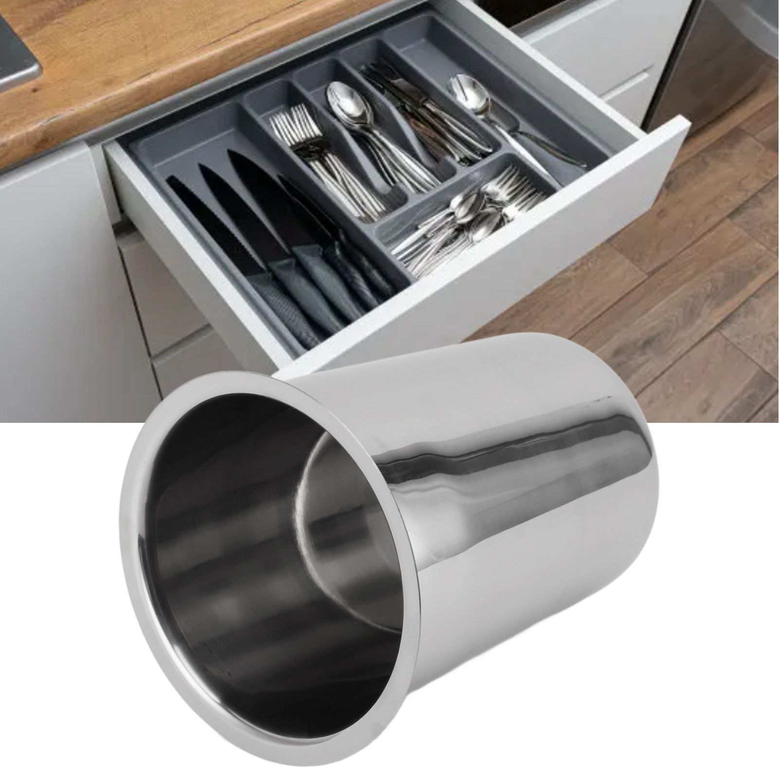Kitchen Utensil Holder Multipurpose Large Capacity Mess Proof 304 Stainless view 12
