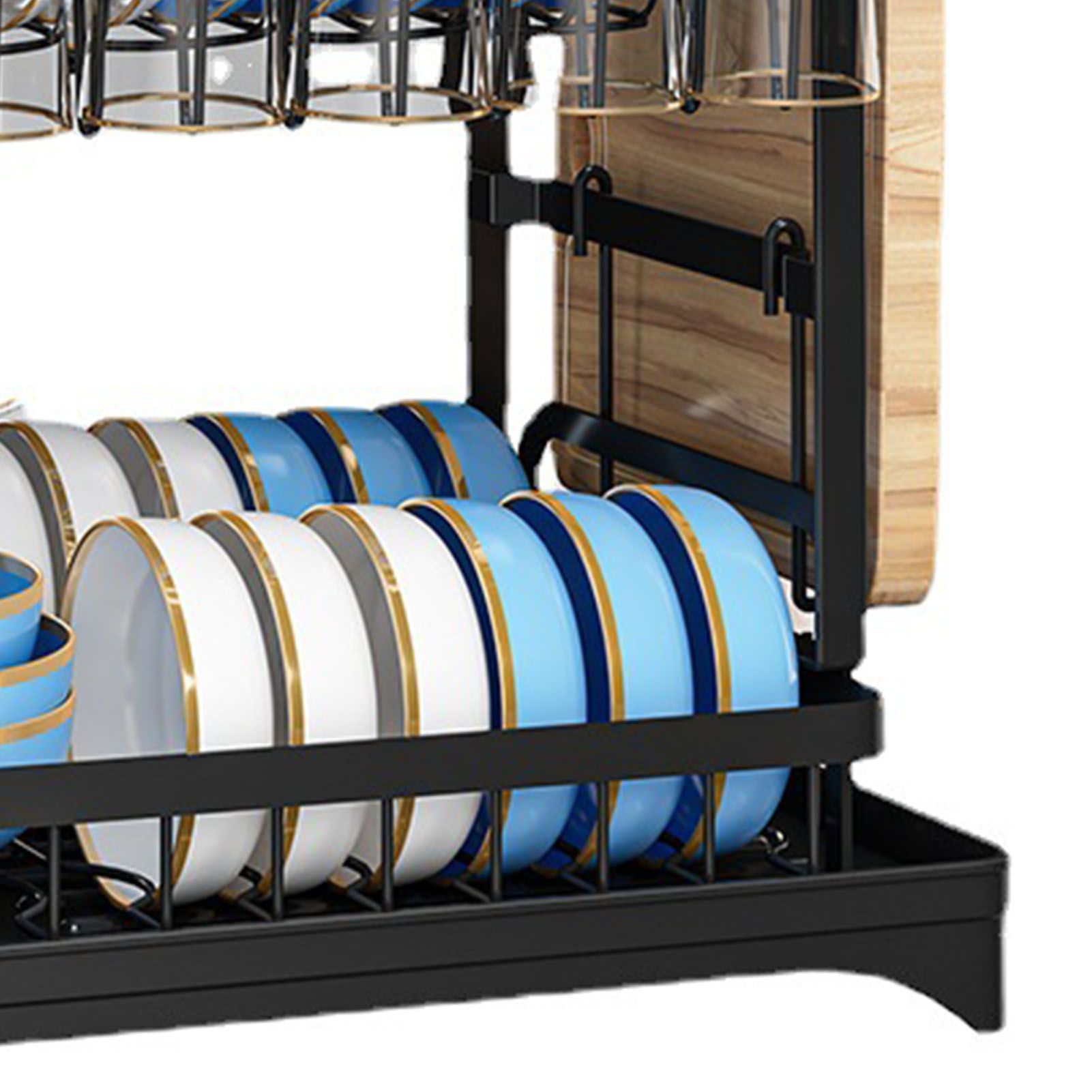Dish Drying Rack for Countertop Aluminum 2 Tier Dish Rack with Drainboard and view 12