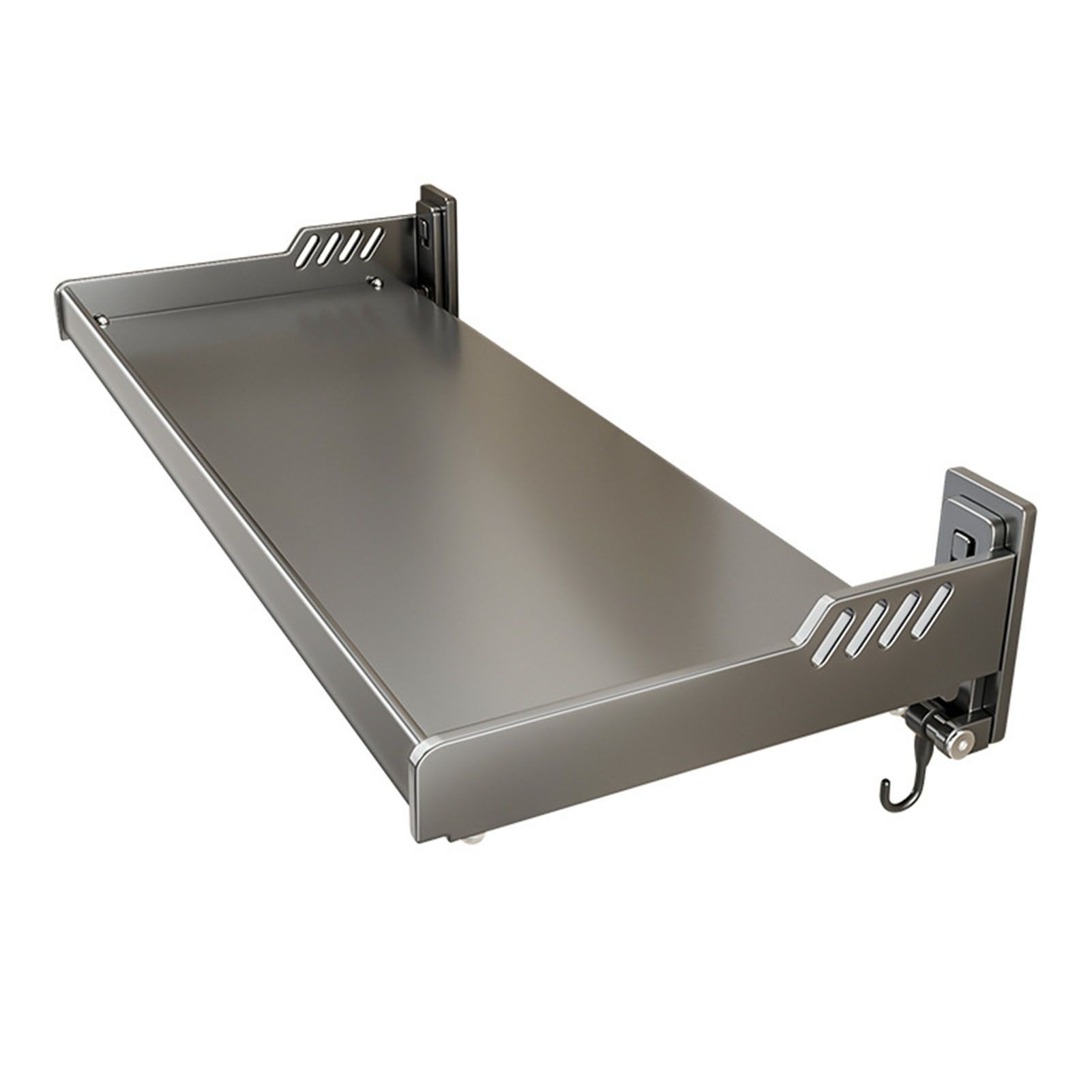 Wall Mount Kitchen Shelf Carbon Steel Punch Free Multifunctional Floating view 2