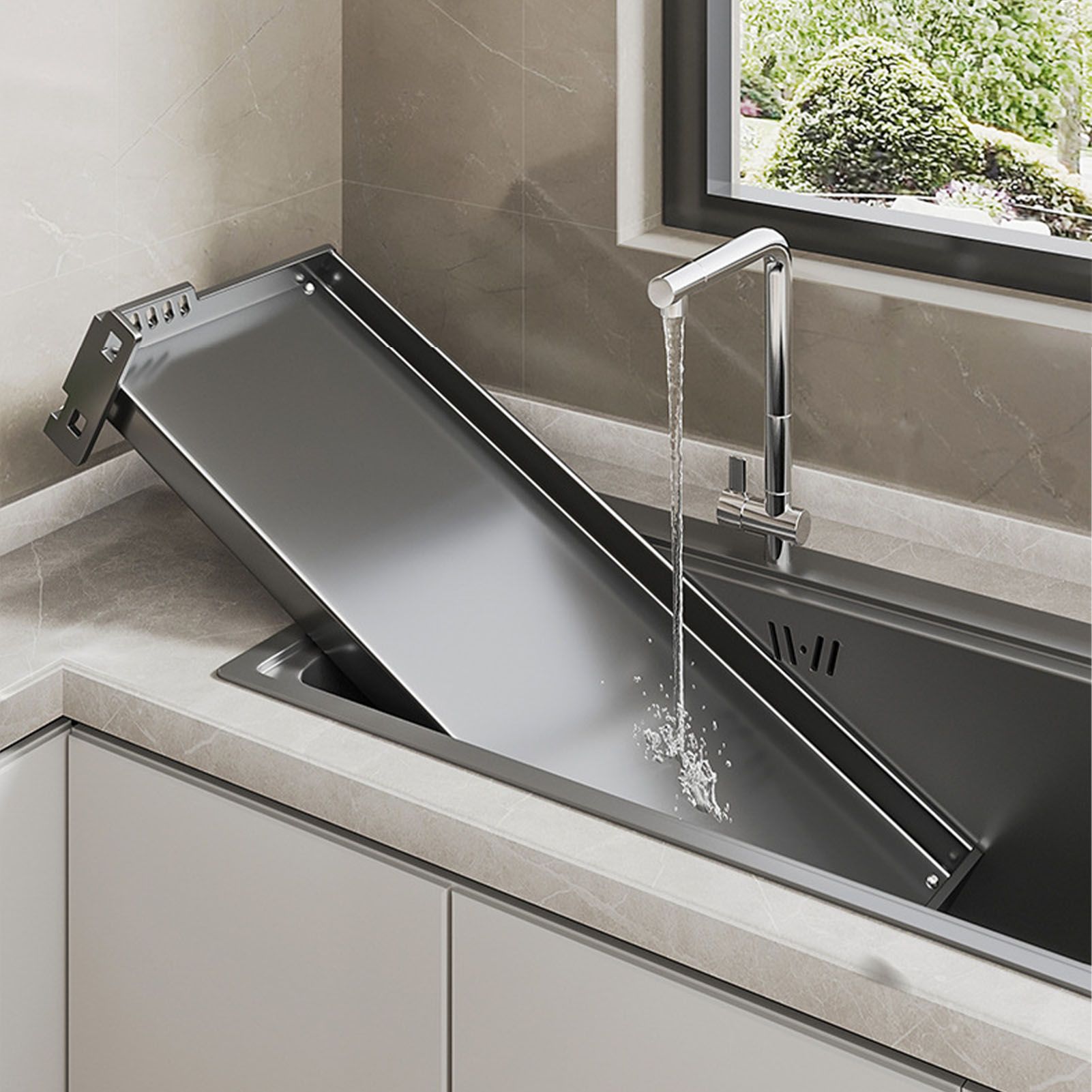 Wall Mount Kitchen Shelf Carbon Steel Punch Free Multifunctional Floating view 4