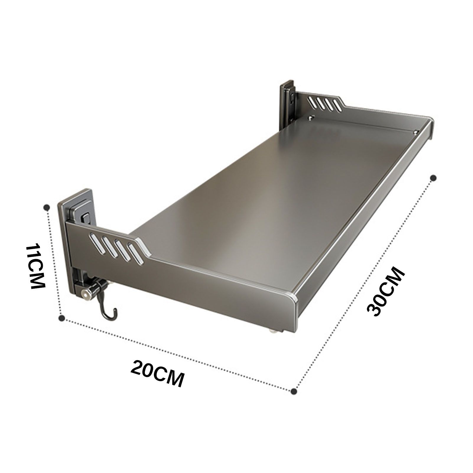 Wall Mount Kitchen Shelf Carbon Steel Punch Free Multifunctional Floating view 8