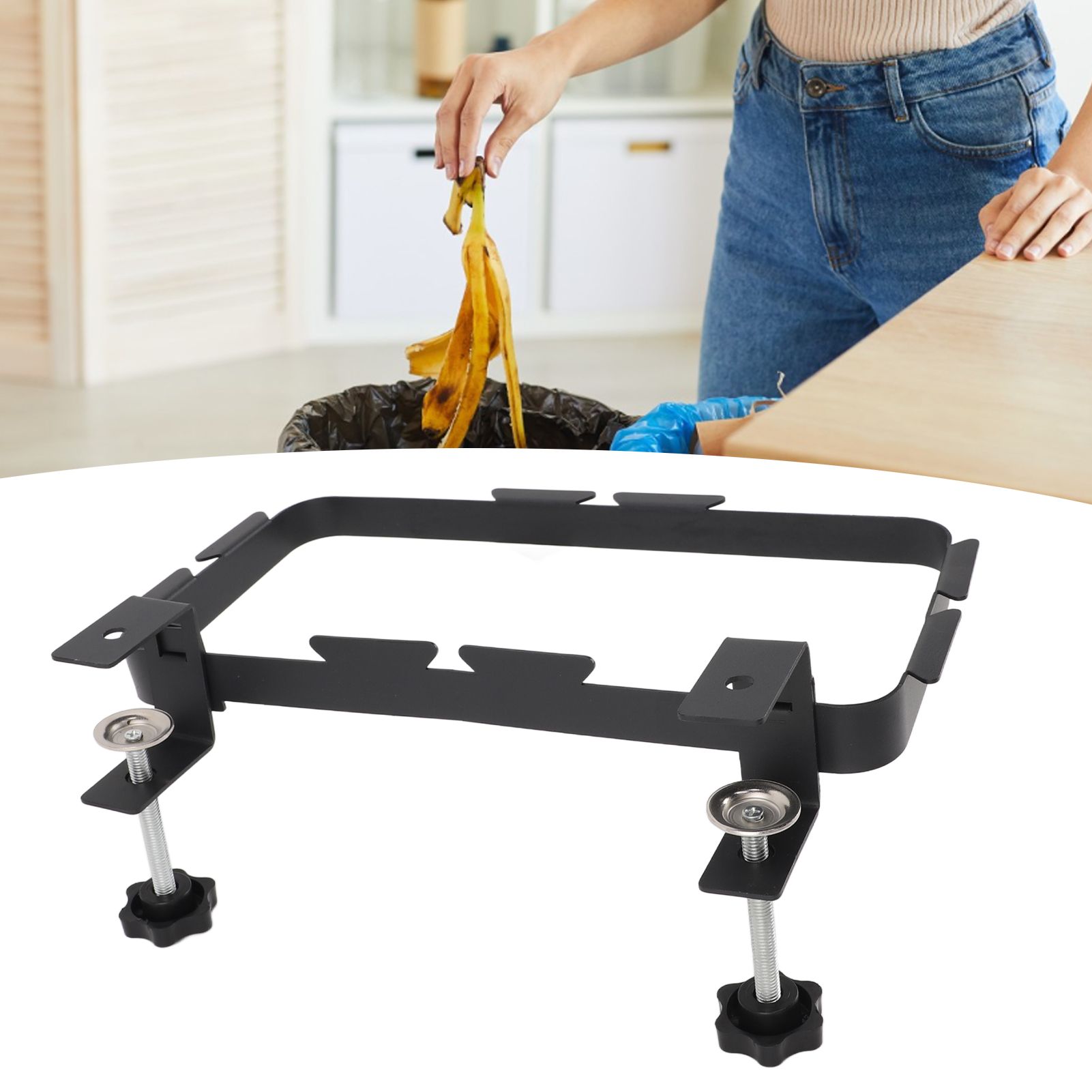 Trash Bag Holder Rack with Adjustable Clamp Hanging Stand Carbon Steel view 11