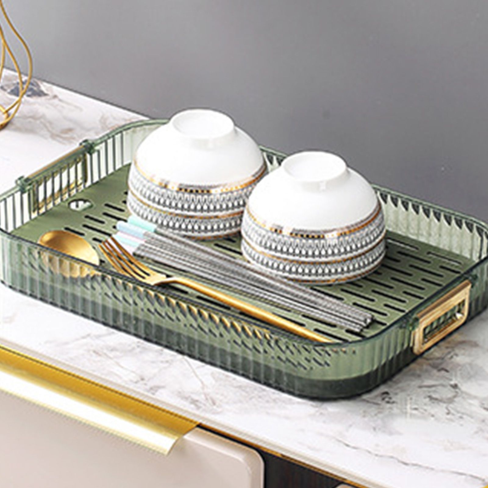 Dish Drain Tray Multipurpose Innovative Light Luxury Double Layers Efficient view 5