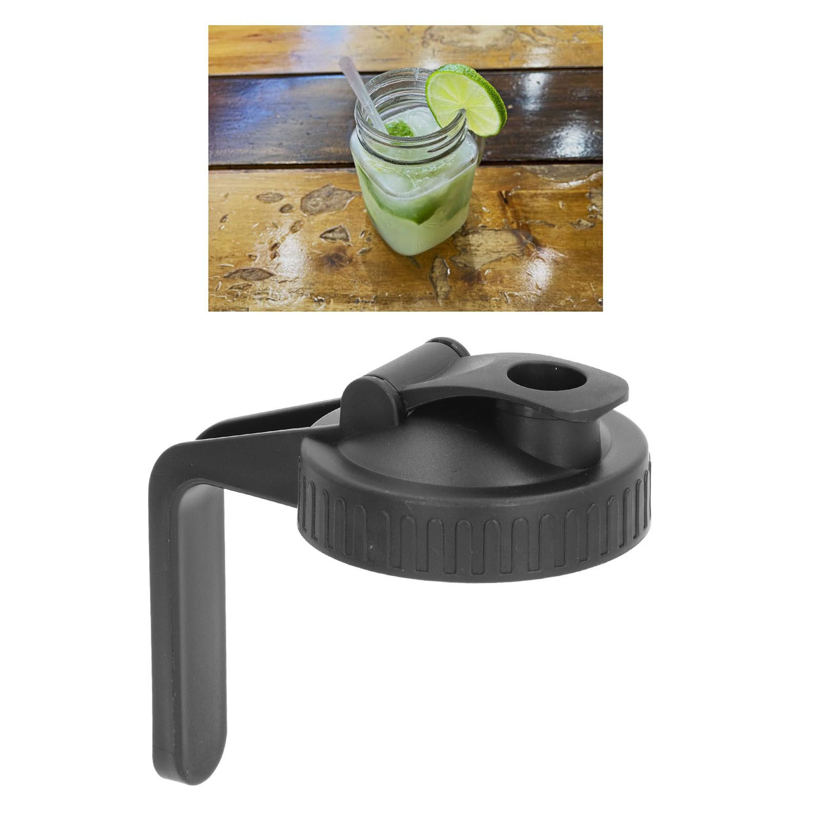 Pour Spout Lid Black Flip Cap Lid Sealing Plastic Wide Mouth Lid with Handle view 11