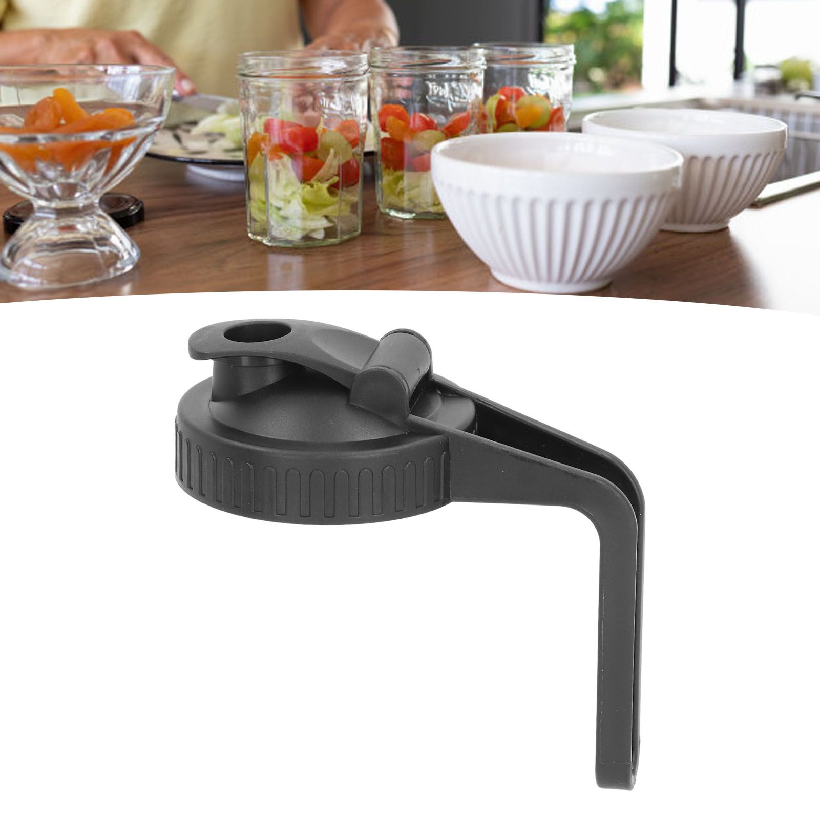 Pour Spout Lid Black Flip Cap Lid Sealing Plastic Wide Mouth Lid with Handle view 12