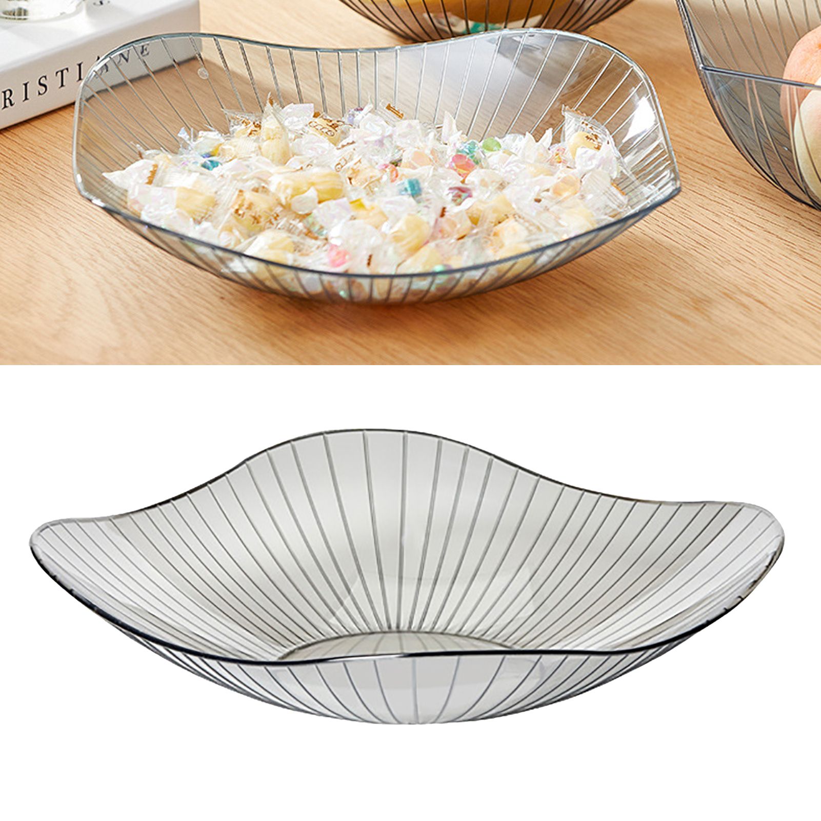 Transparent Grey Fruit Plate Large Plastic Serving Bowl Hand Made Candy Snack view 5