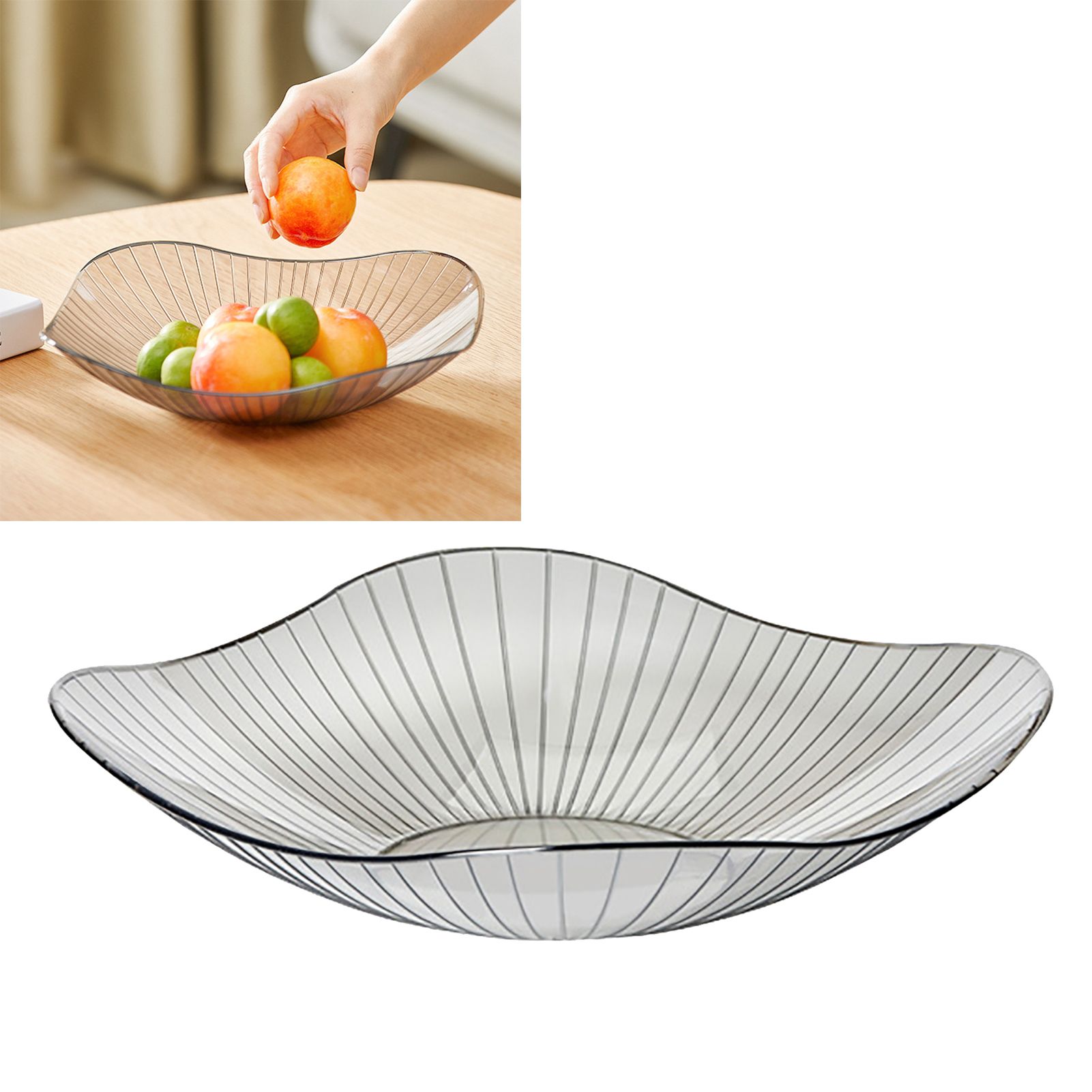 Transparent Grey Fruit Plate Large Plastic Serving Bowl Hand Made Candy Snack view 6