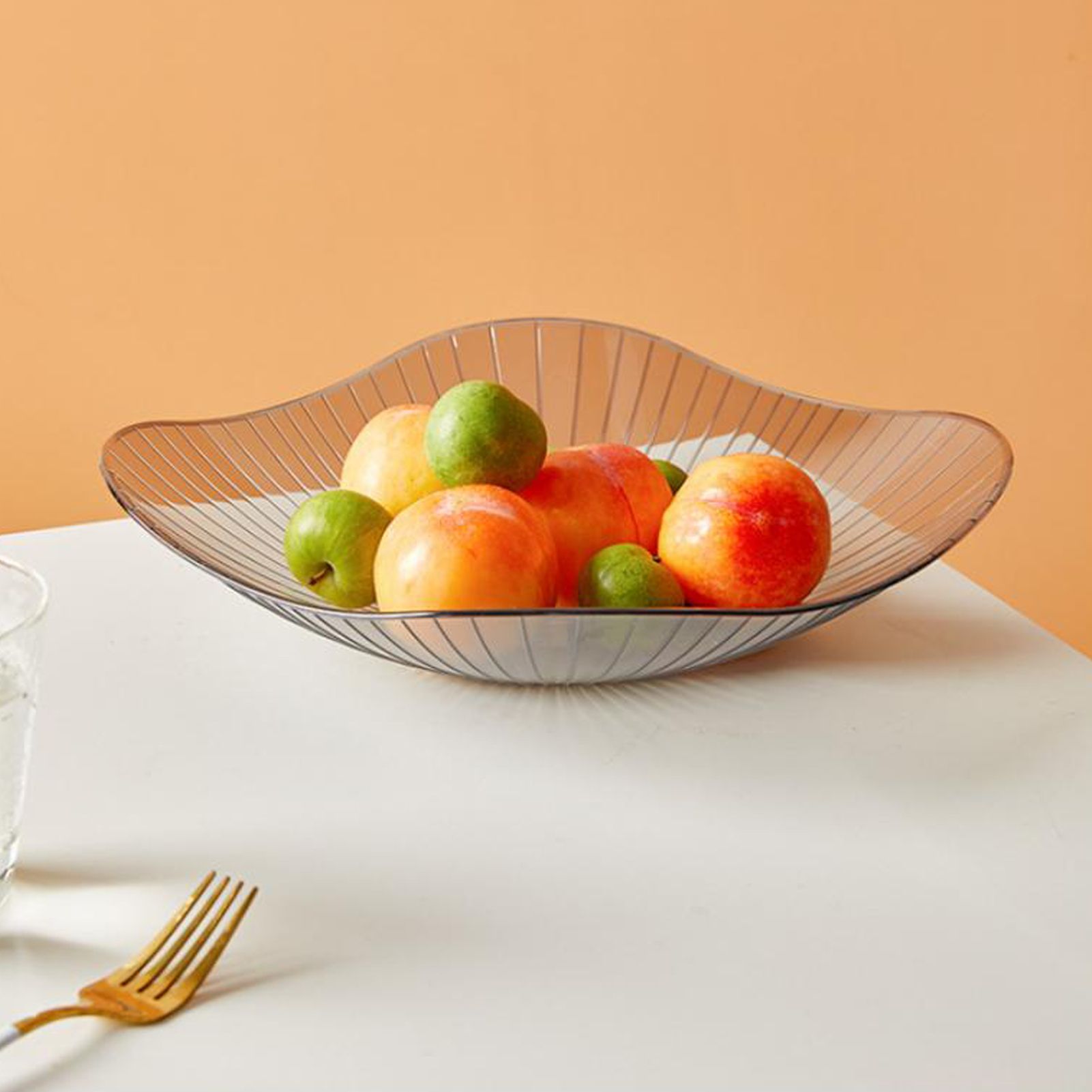 Transparent Grey Fruit Plate Large Plastic Serving Bowl Hand Made Candy Snack view 11