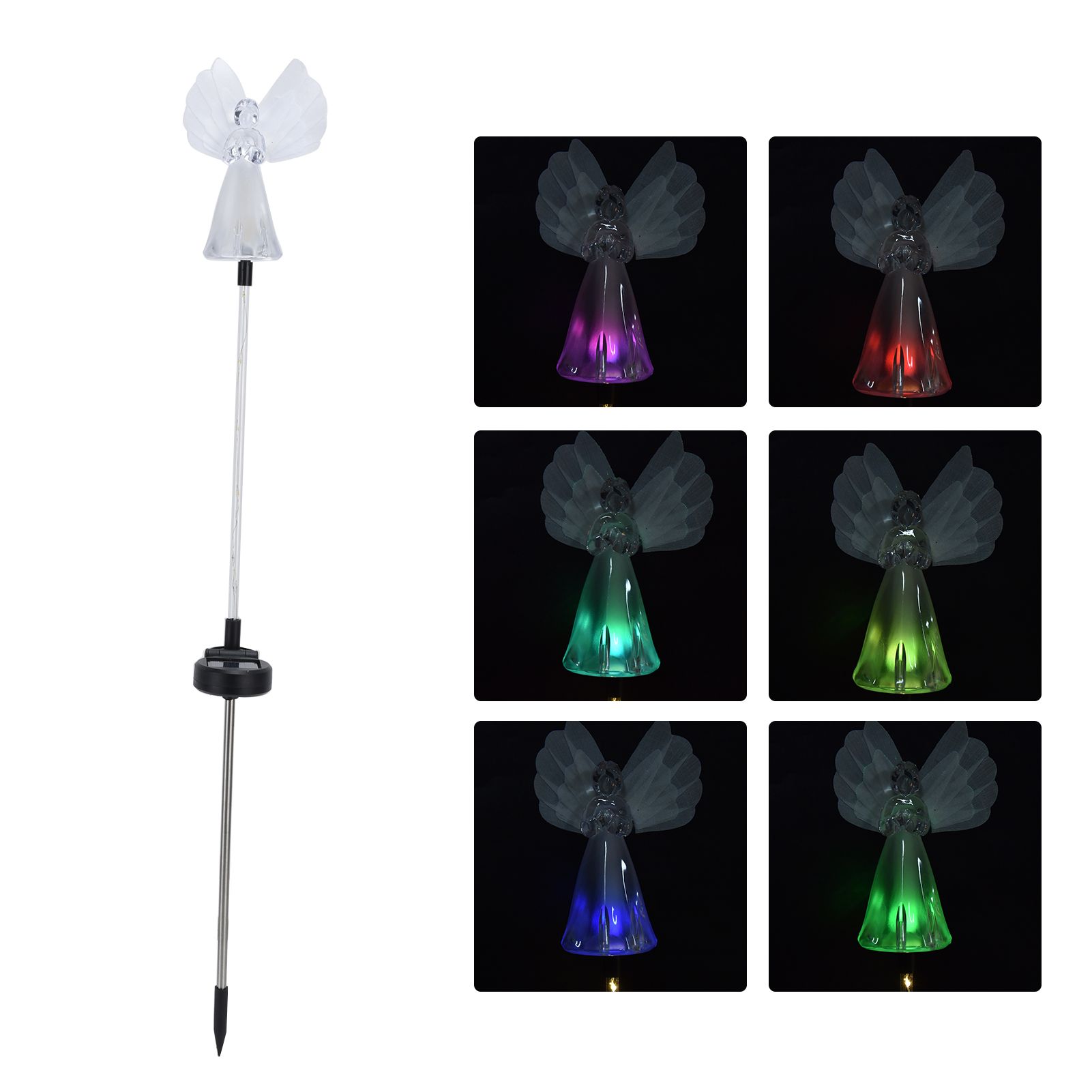 Solar Light LED Angel Shape Decorative Lamp with Colorful Light for Outdoor view 12