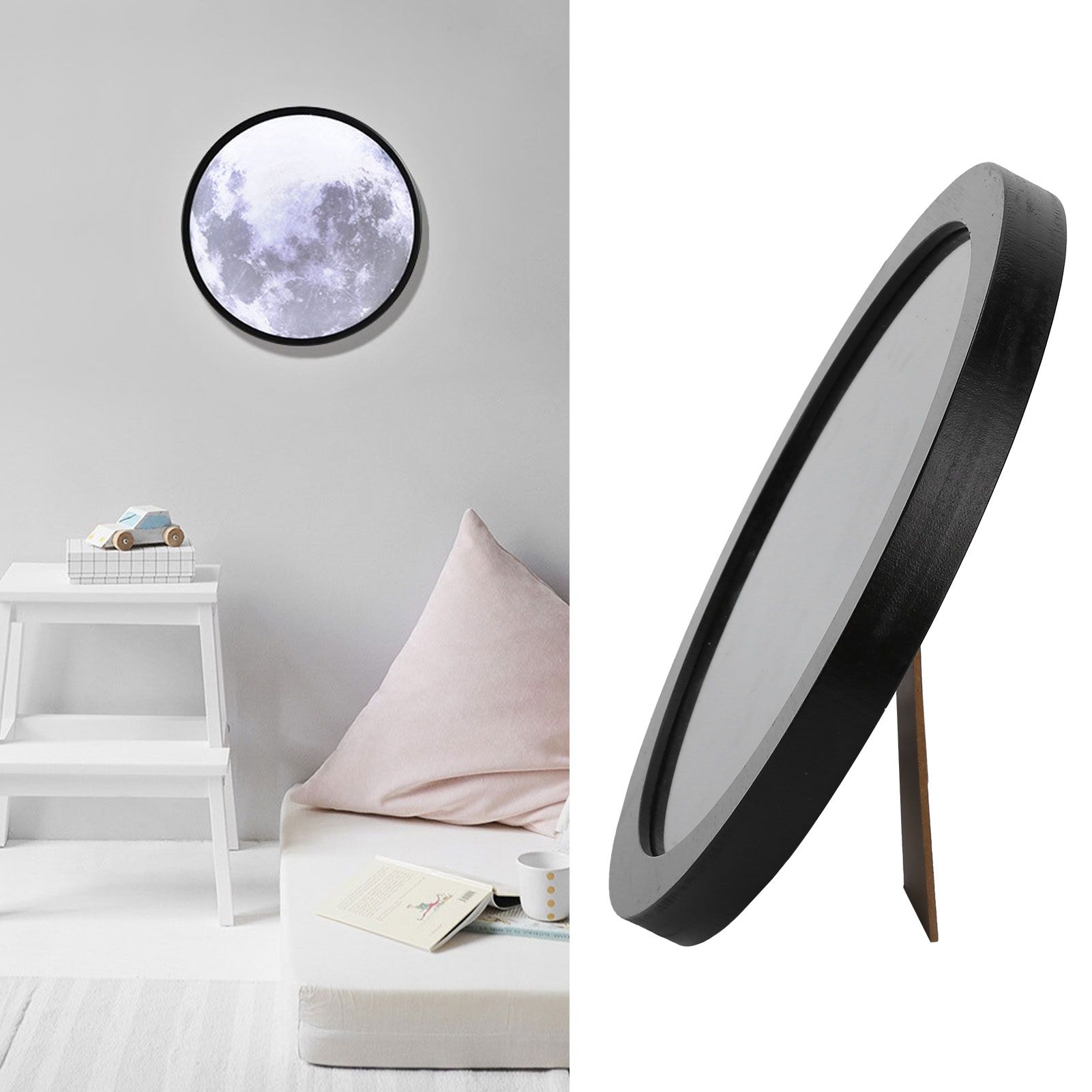 LED Dimmable Mirror with 3D Printing Moon Surface Pattern USB Make Up Mirror view 12