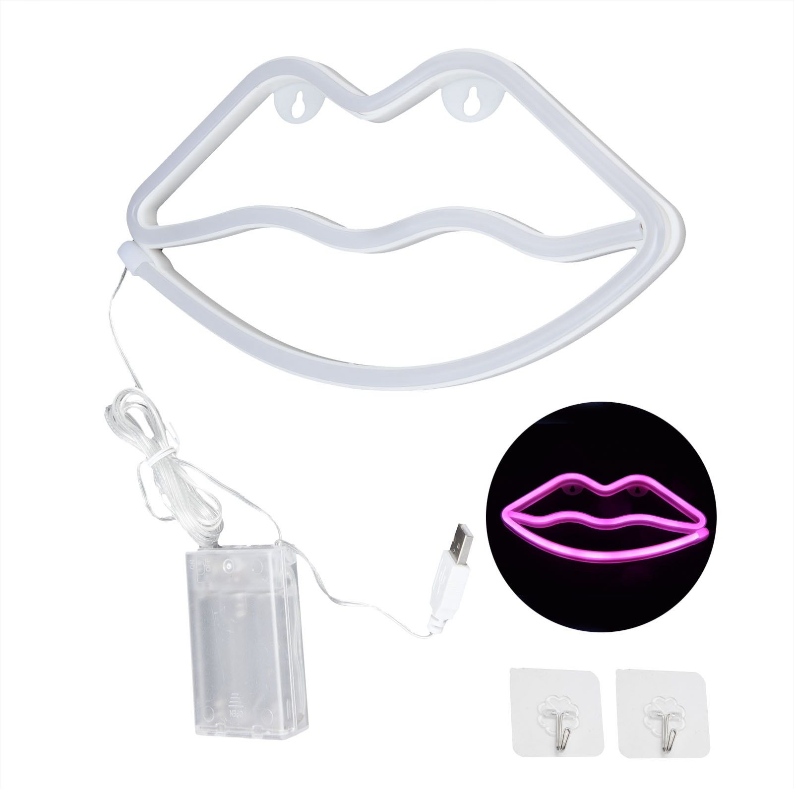 LED Neon Light Lip Shape USB Or Battery Powered Decoration Night Light for
