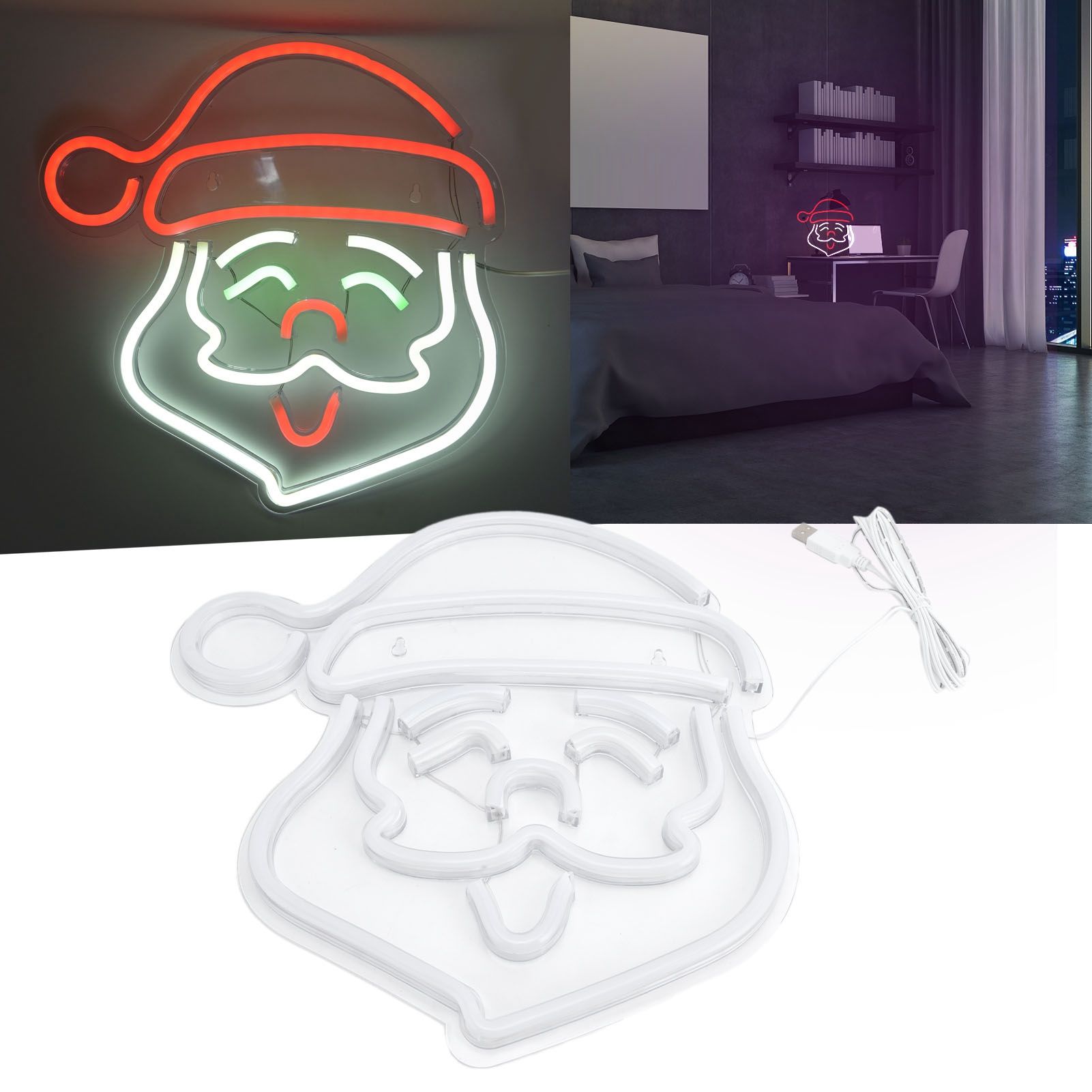 LED Neon Light Santa Claus Sign Lamp Art Wall Decoration Light for Bedroom view 11
