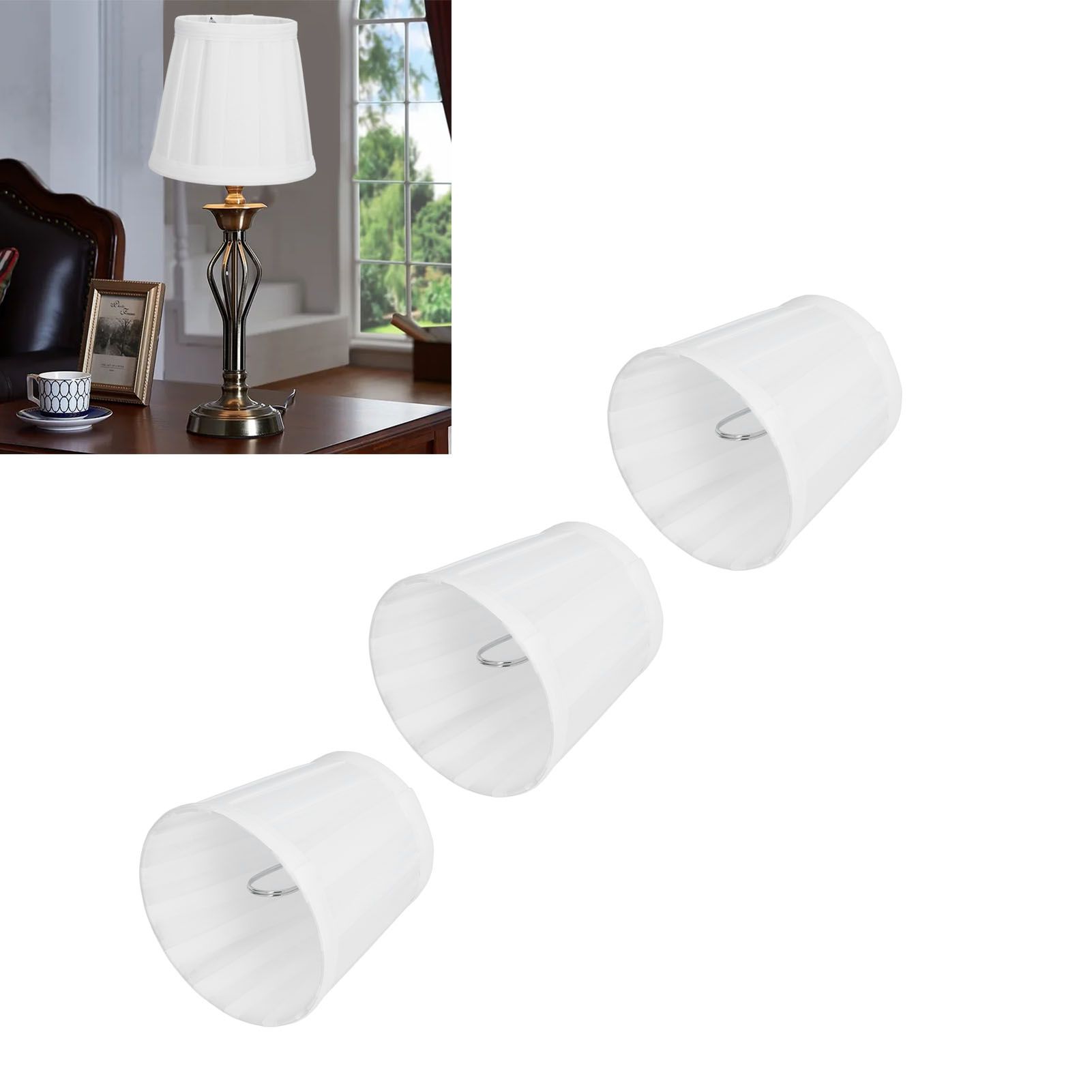 3PCS Cloth Lampshade E14 Clip On Fabric Lamp Cover for Chandelier Wall Lamp view 11