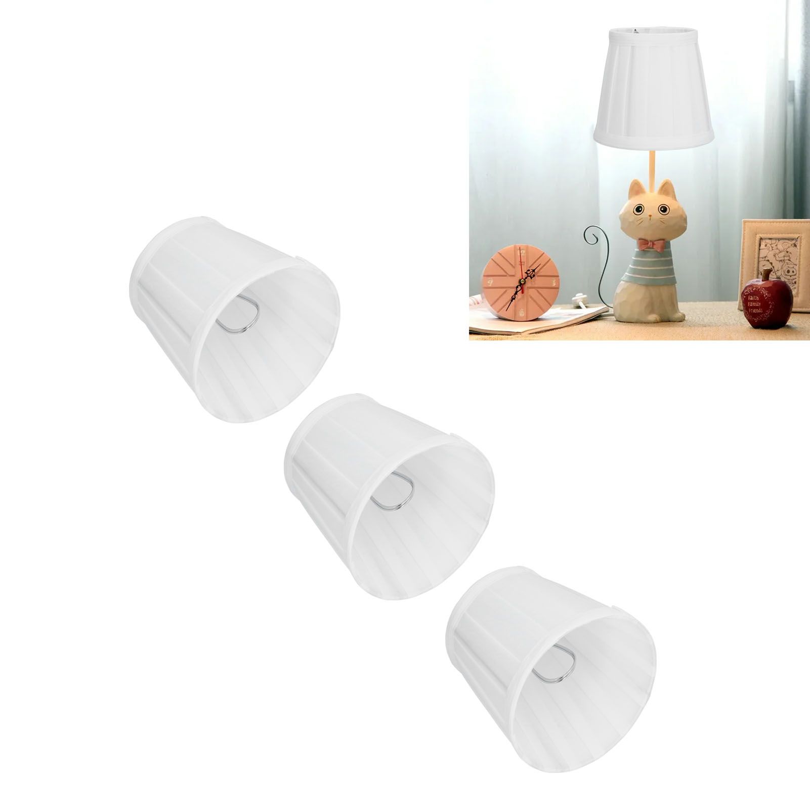 3PCS Cloth Lampshade E14 Clip On Fabric Lamp Cover for Chandelier Wall Lamp view 12