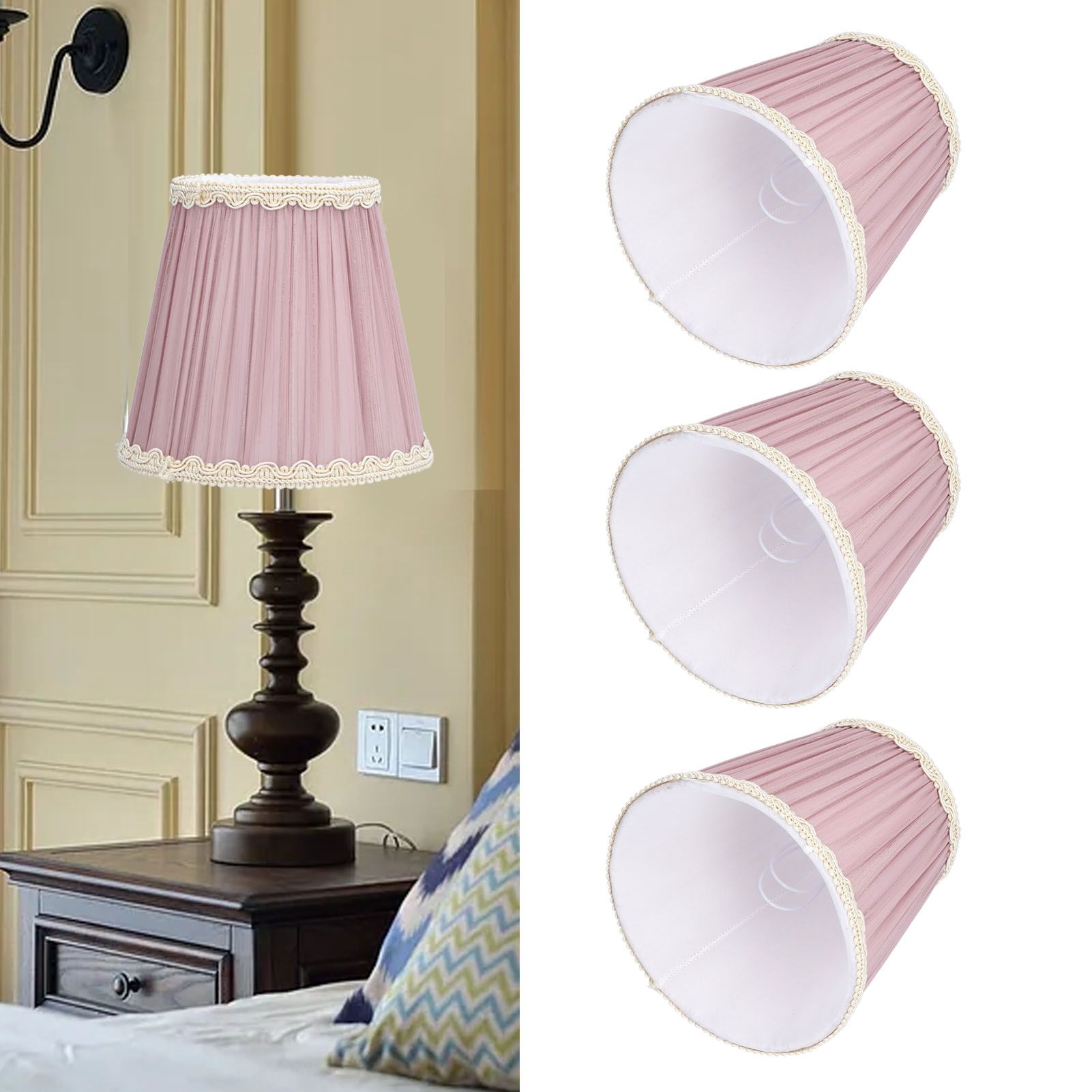 3PCS Cloth Lamp Shade E14 ClipOn Lampshade for Candle Chandelier Wall Lamp view 11