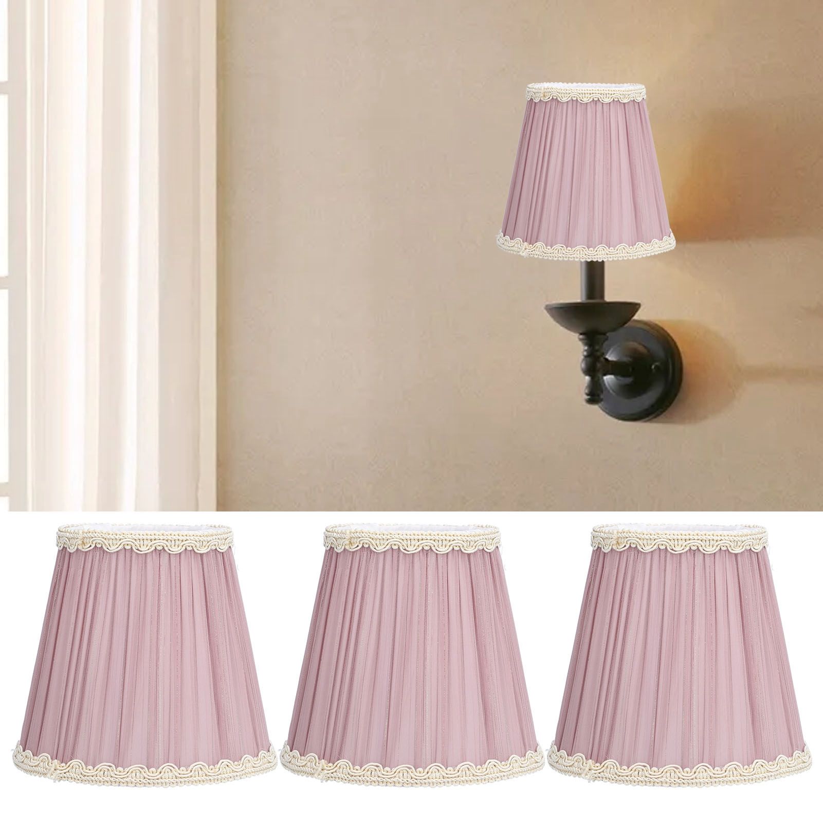 3PCS Cloth Lamp Shade E14 ClipOn Lampshade for Candle Chandelier Wall Lamp view 12