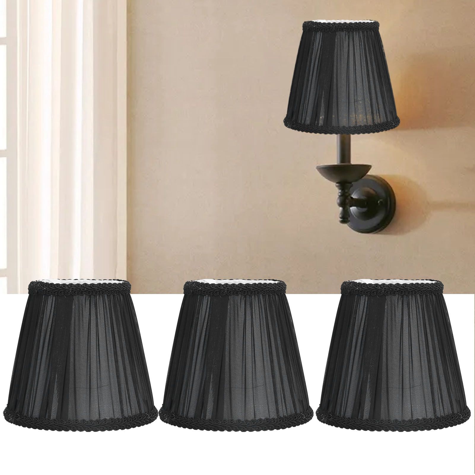 3PCS E14 ClipOn Cloth Lamp Shade Modern Fabric Lampshade Table Light Cover for view 11