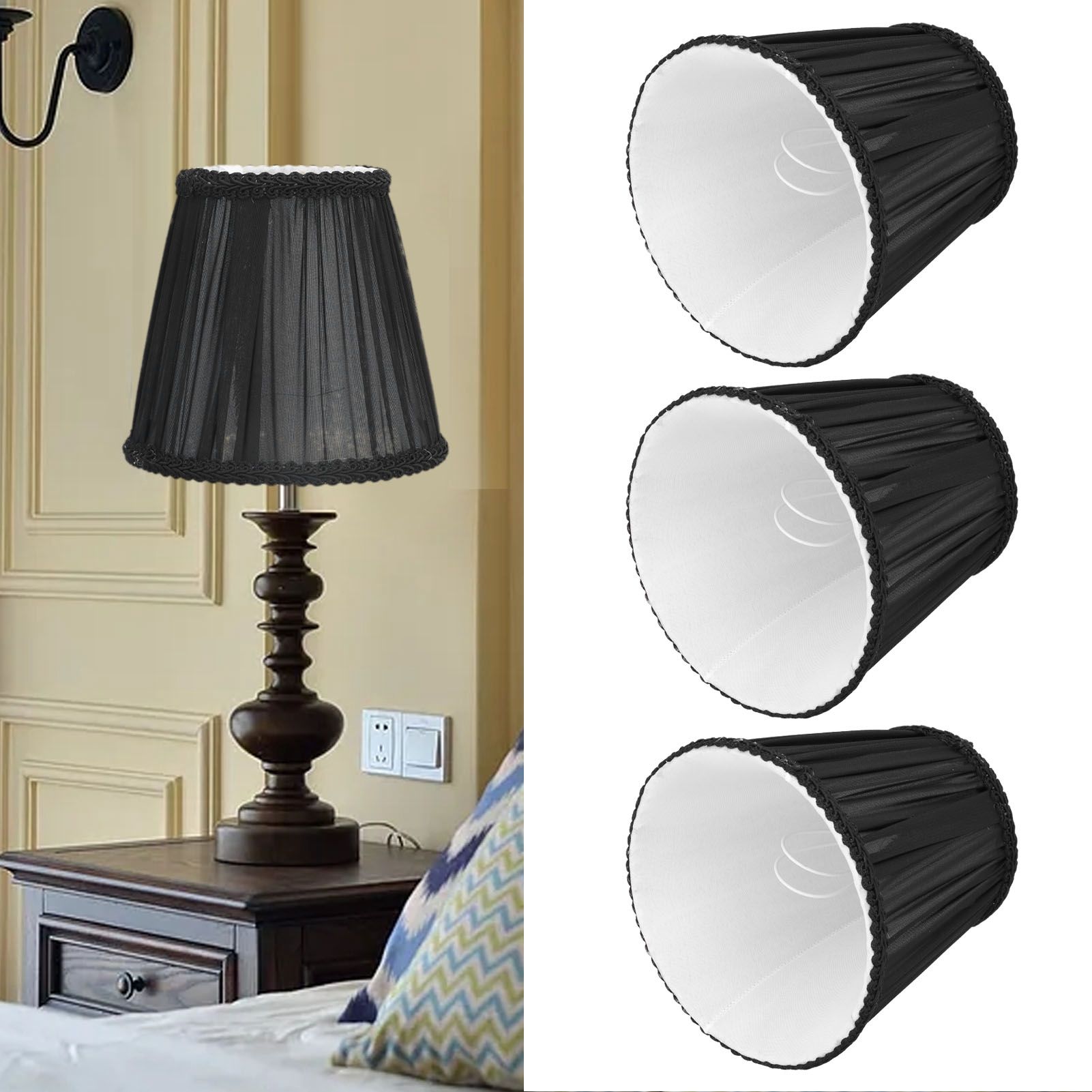 3PCS E14 ClipOn Cloth Lamp Shade Modern Fabric Lampshade Table Light Cover for view 12