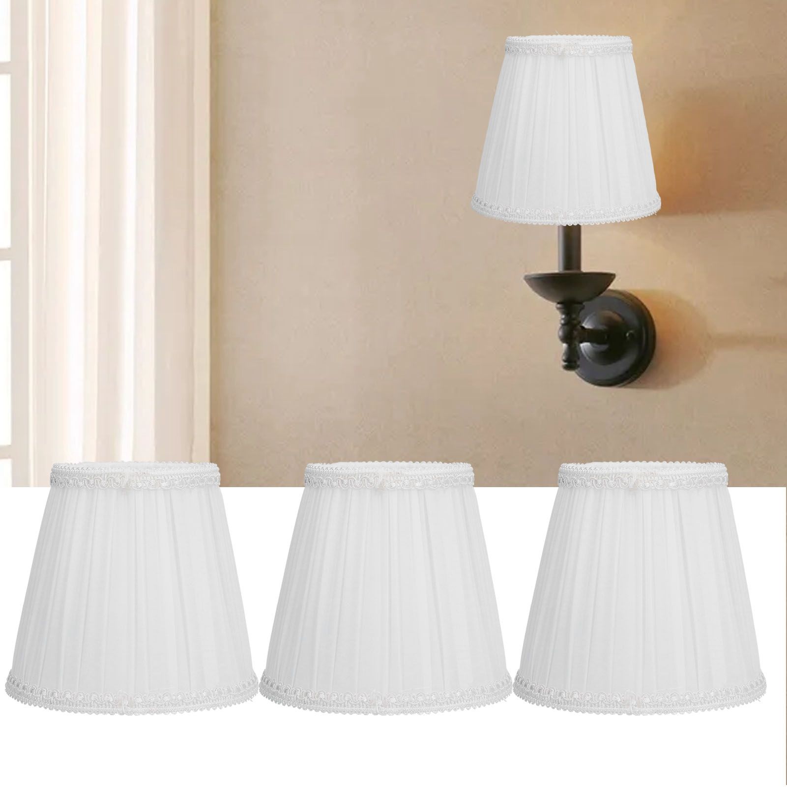 3PCS E14 ClipOn Cloth Lamp Shade Modern Fabric Lampshade Table Light Cover for view 12