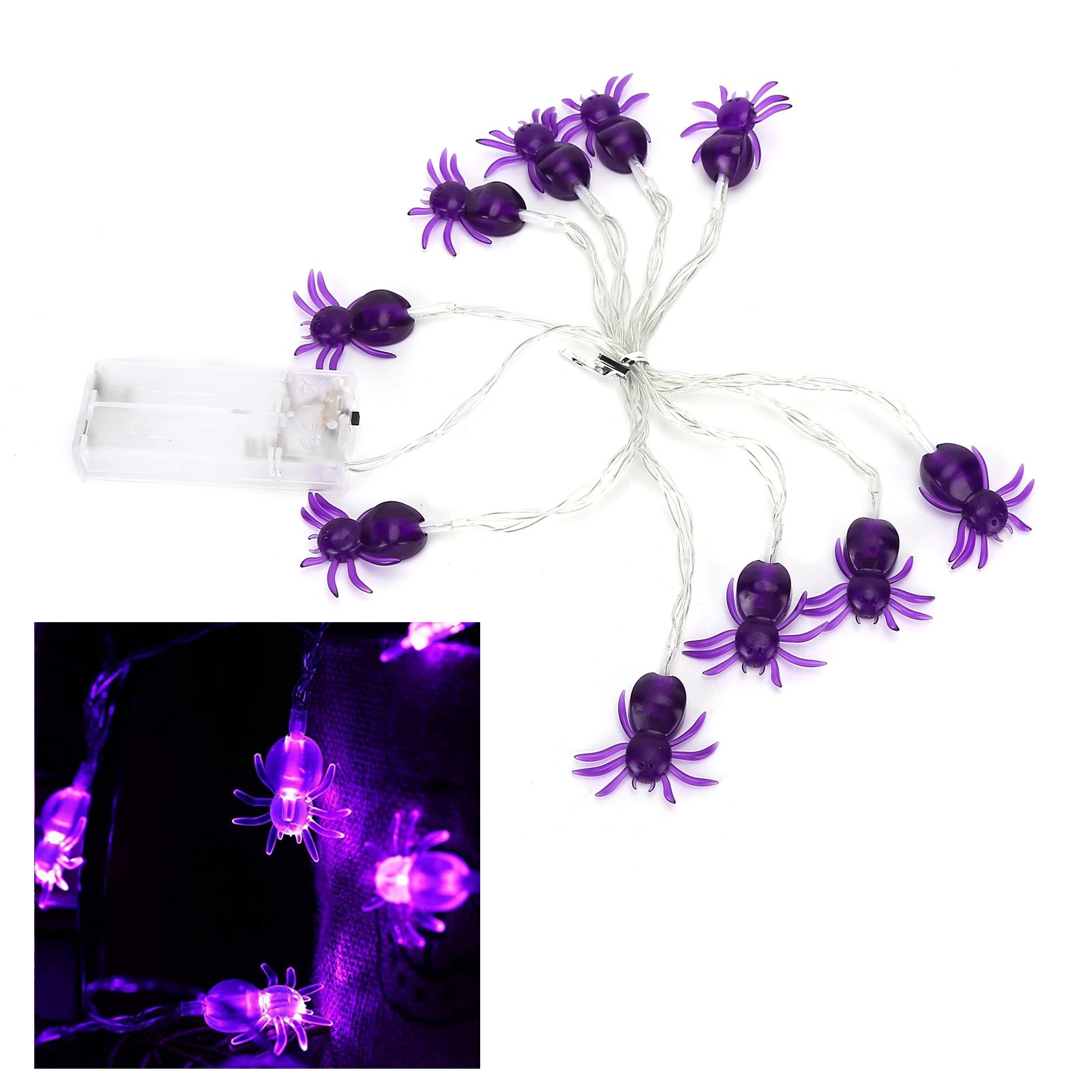 Halloween Lights LED Purple Spider Shape Decorative String Lights for Festival view 12