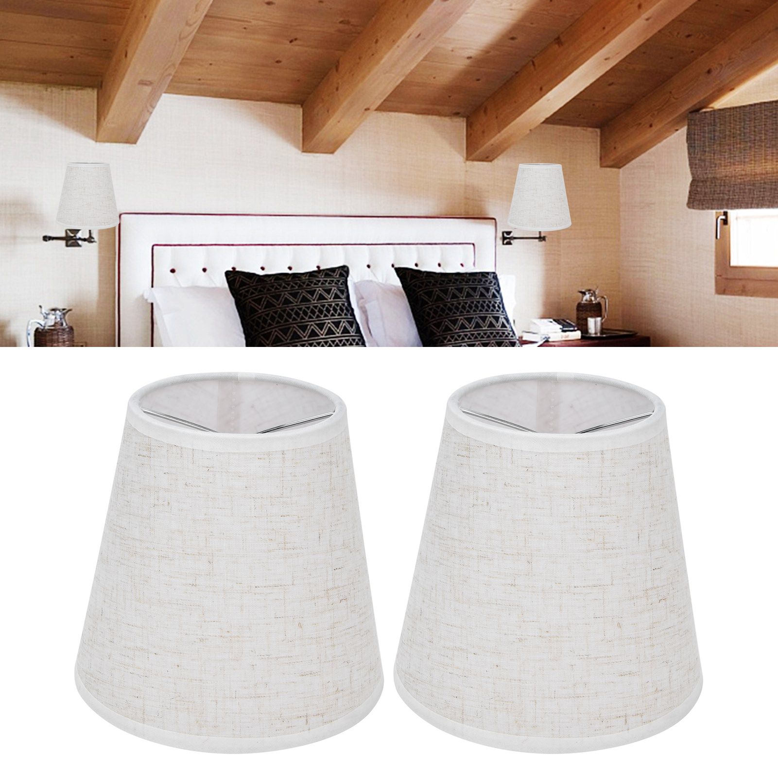 2PCS Table Lamp Shade Cover Fabric Clip On Lampshade for E14 Screw Candlestick view 12
