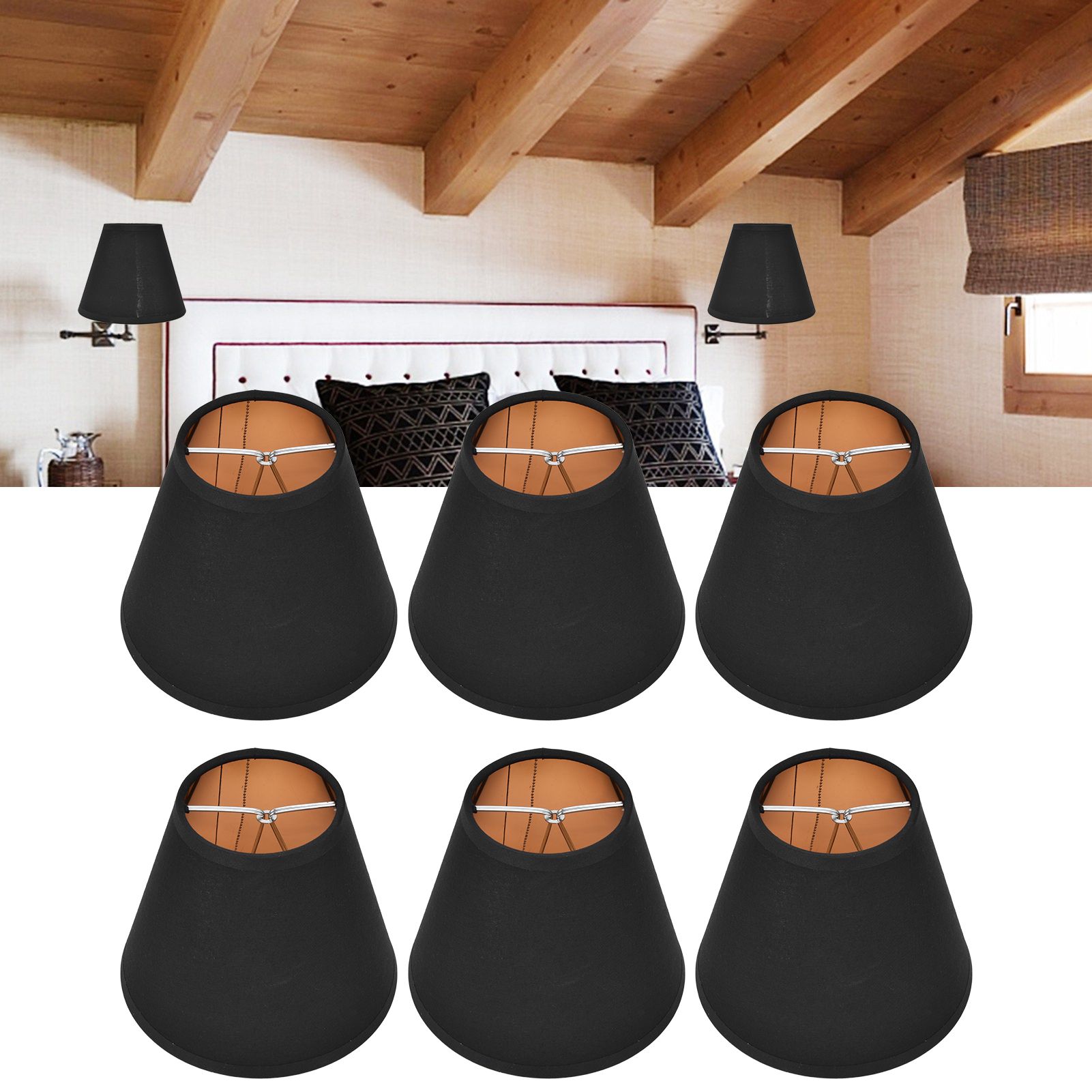 6PCS Fabric Lamp Shade Cloth Clip On Lampshade for E14 Table Chandelier Floor view 12