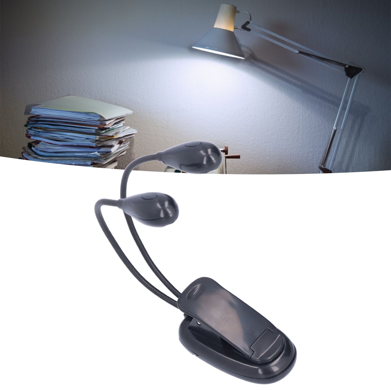 LED Book Light Eye Protecting 360° Rotatable White Light Double Pole 4 Lamp view 11