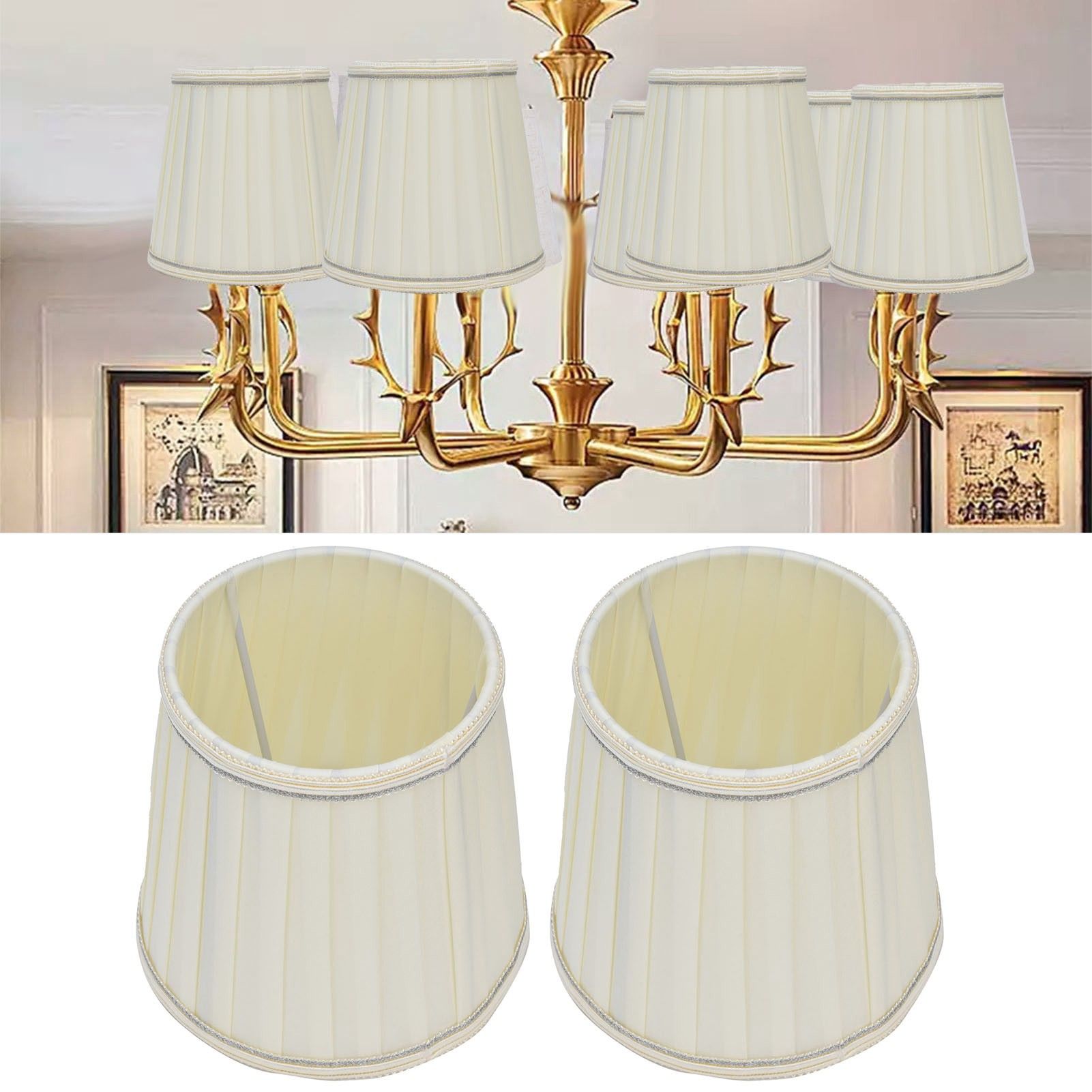Fabric Lampshade Beige Silver Edge Craft European Style Simple Lamp Shade for view 12