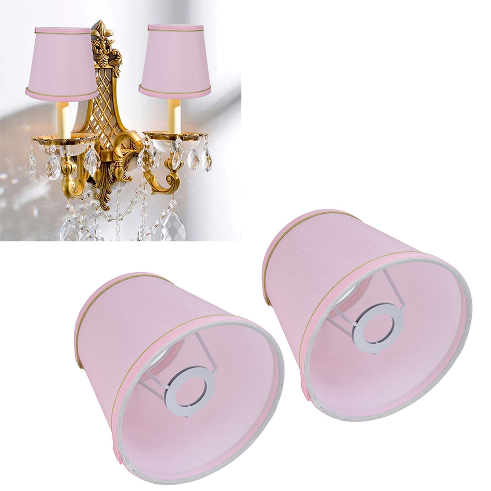 2PCS European Style E14 Lamp Shade Pink Lampshade for Chandelier Table Wall view 12