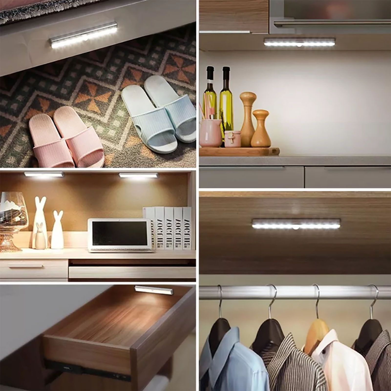 LED Closet Light 10 LEDs USB Rechargeable Motion Sensor Closet Light Wall view 13