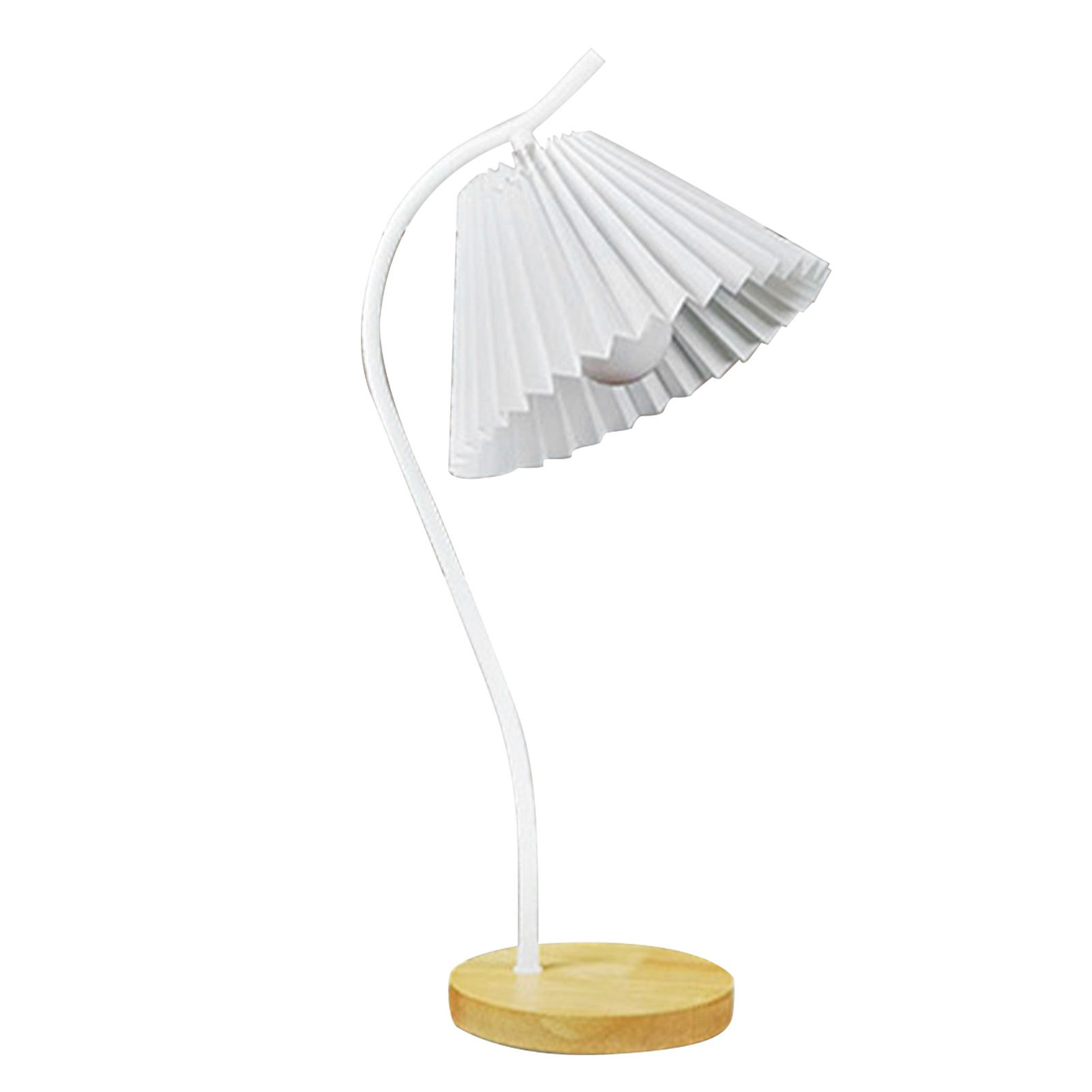 Table Lamp with Cloth Pleated Lampshade Metal Modern Nightstand Bedside Lamp